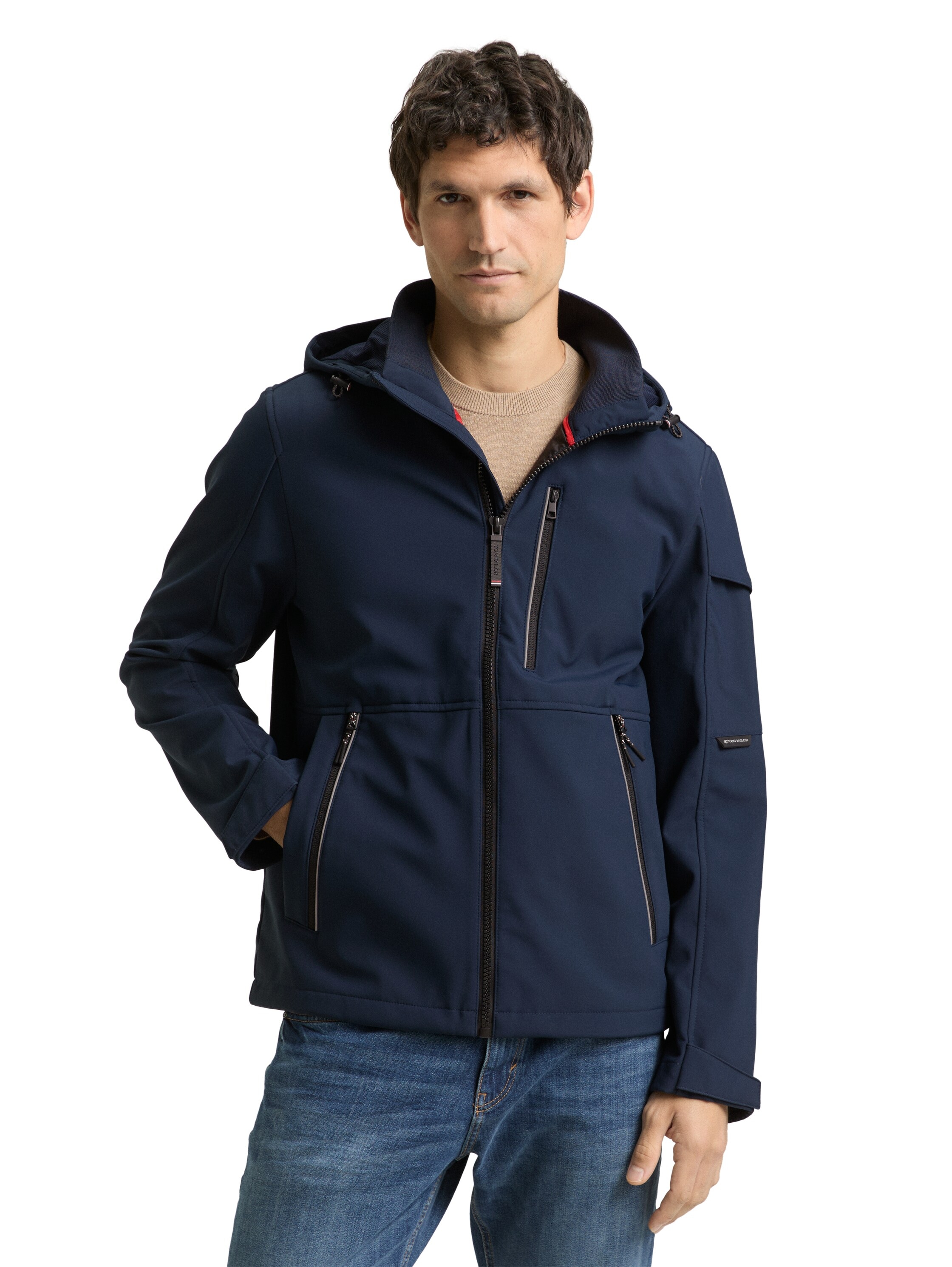 TOM TAILOR Softshelljacke mit Kapuze mit Taschen