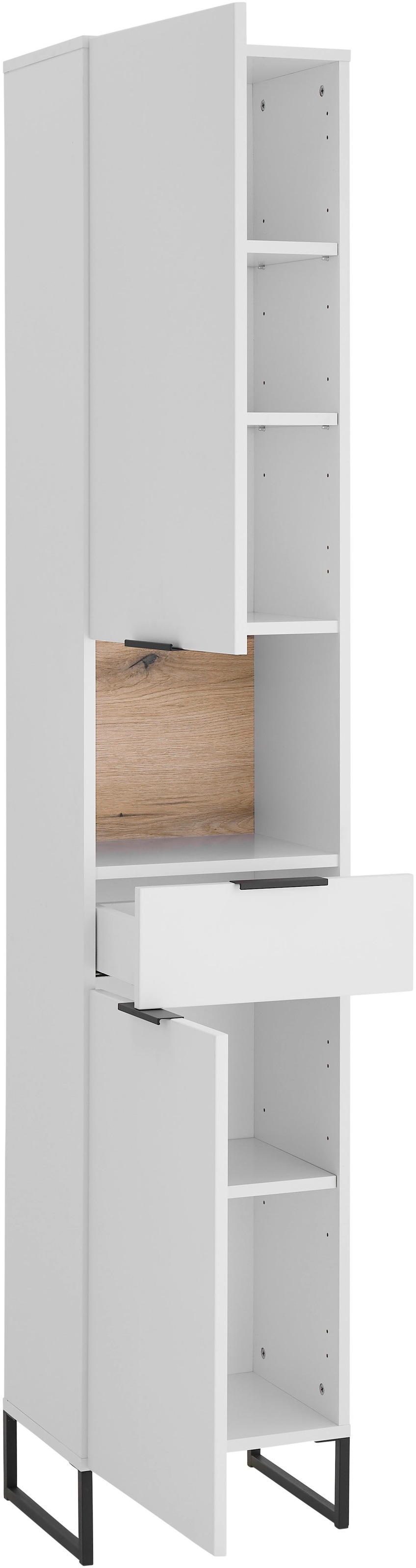 BASIC by Balculina Hochschrank »Denver Hochschrank, Badezimmerschrank BxHxT 38x195x32« 1 Stk. tlg. Breite 38 cm, Tür L/R montierbar, Softclose
