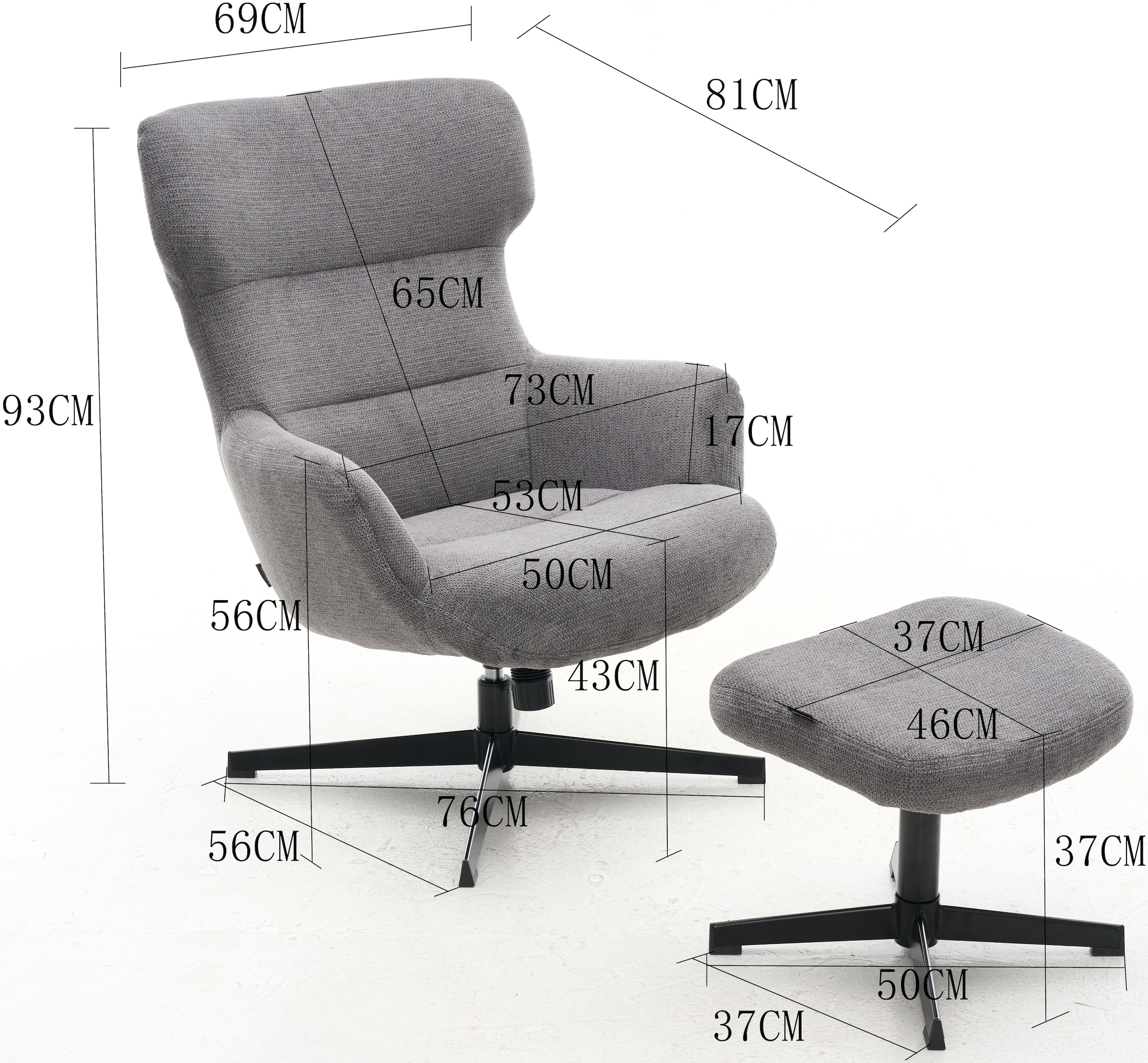 Home affaire Sessel »Clarah Relaxsessel, TV-Sessel mit Hocker« 360° Grad drehbar