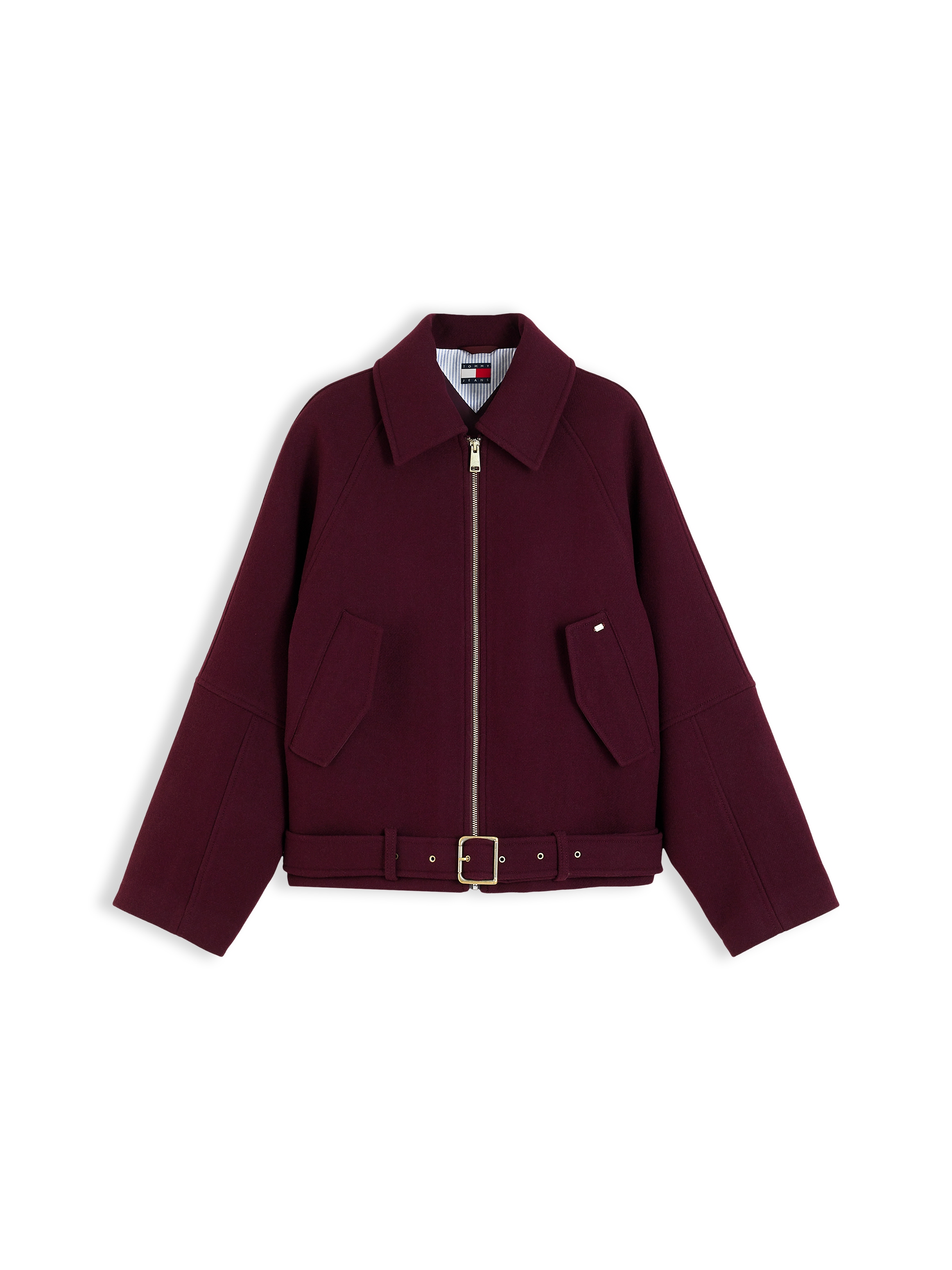 Tommy Jeans Veste courte »TJW ZIP THRU WOOL JACKET« mélange de matériaux, avec laine