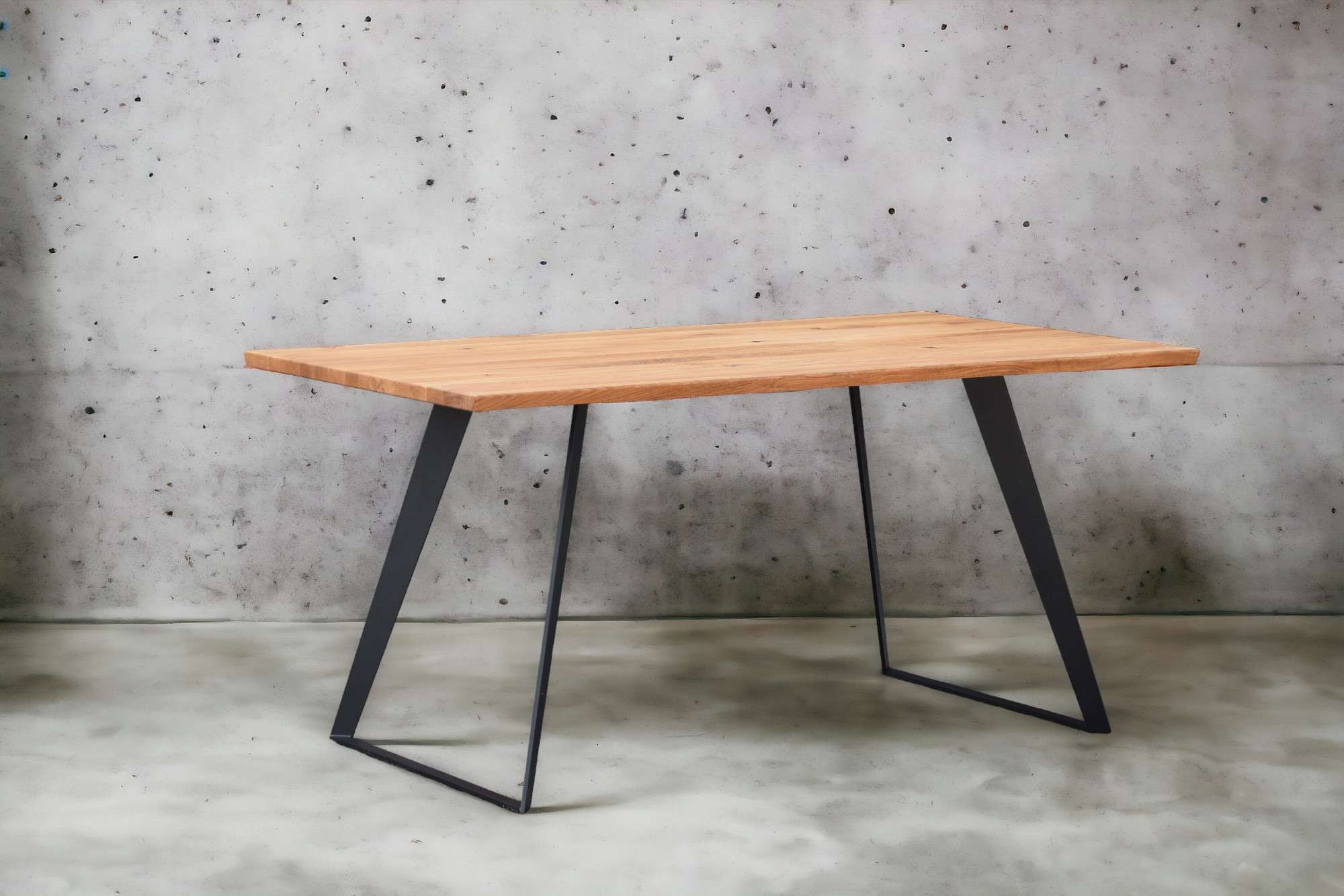 Home affaire Esstisch »Talwiese Küchentisch, U-Form Metallgestell, Wildeiche massiv geölt« Baum Kante oder Schweizer Kante, erhältlich in 3 Grössen und 2 Farben