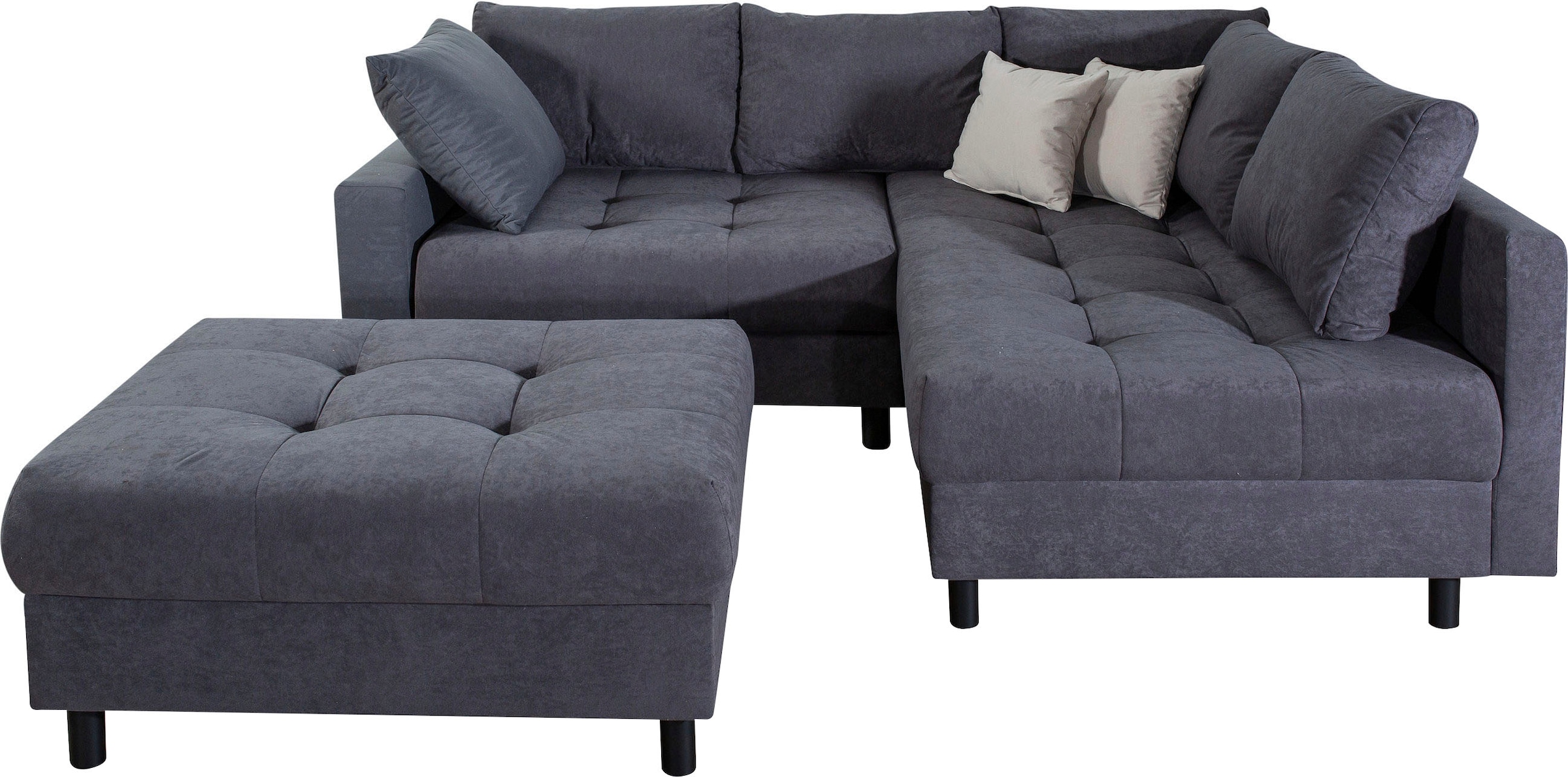COLLECTION AB Canapé d'angle »Antonia L-Form, B: 215 cm« Ecksofa, Rückenkissen, ottomane beidseitig montierbar, Bonnelfederkern