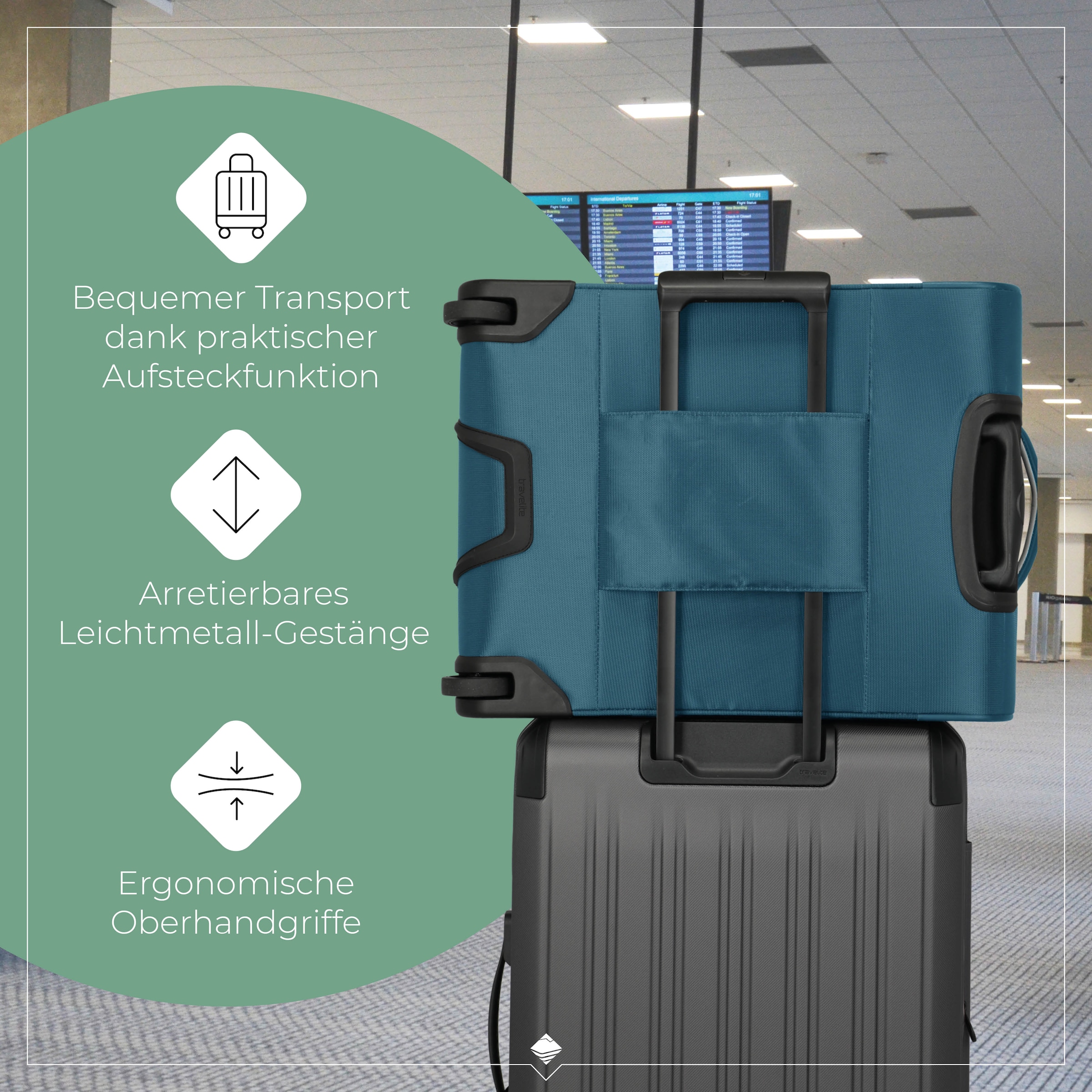 travelite Handgepäck-Trolley »JETPACK Multi 2 Cabin Handgepäck Koffer« 41 l 2 Rollen Weichgepäck, passend für Ryanair, Condor und viele gängige Airlines