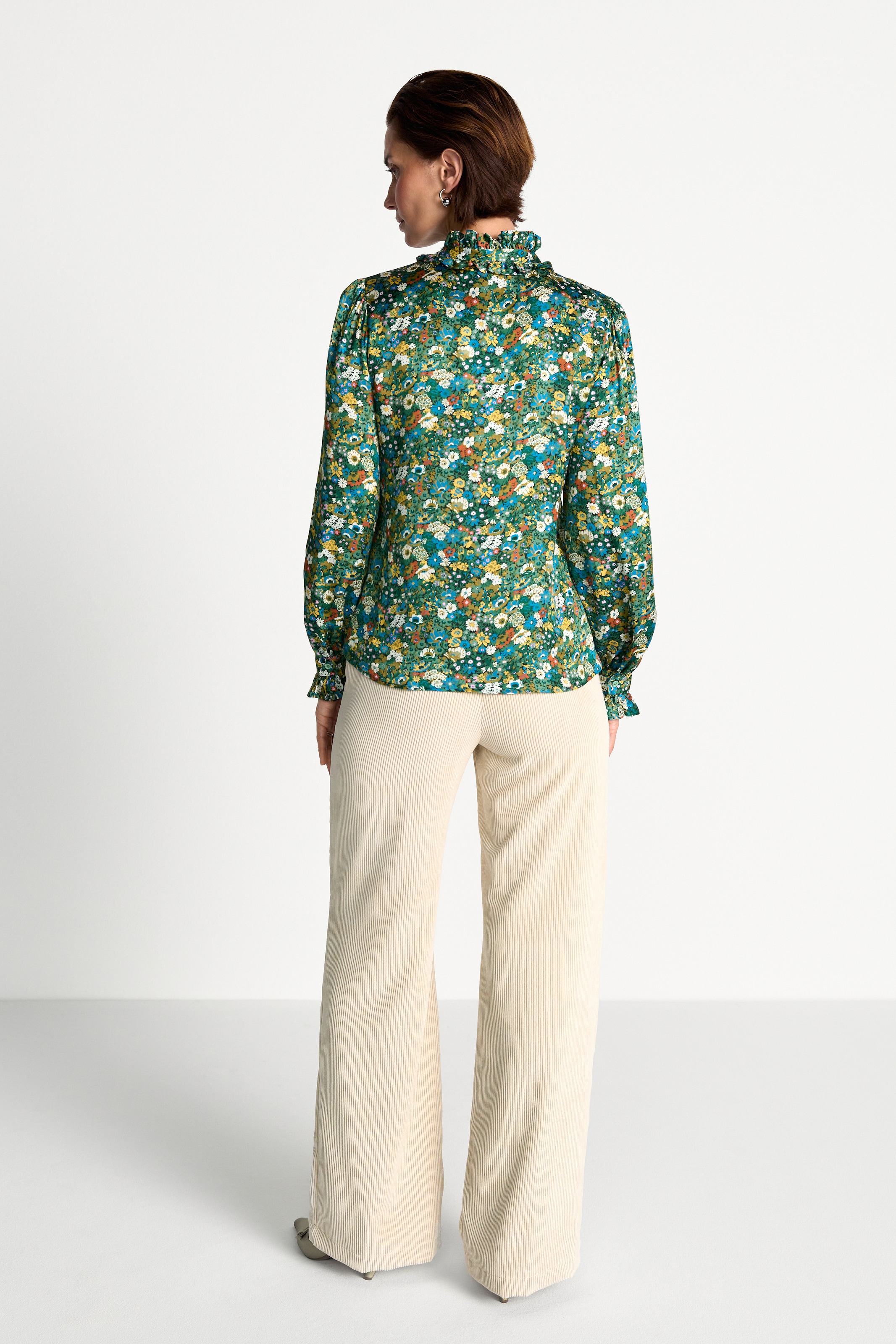 RICHROYAL Blouse à manches longues avec imprimé floral, détails à volants