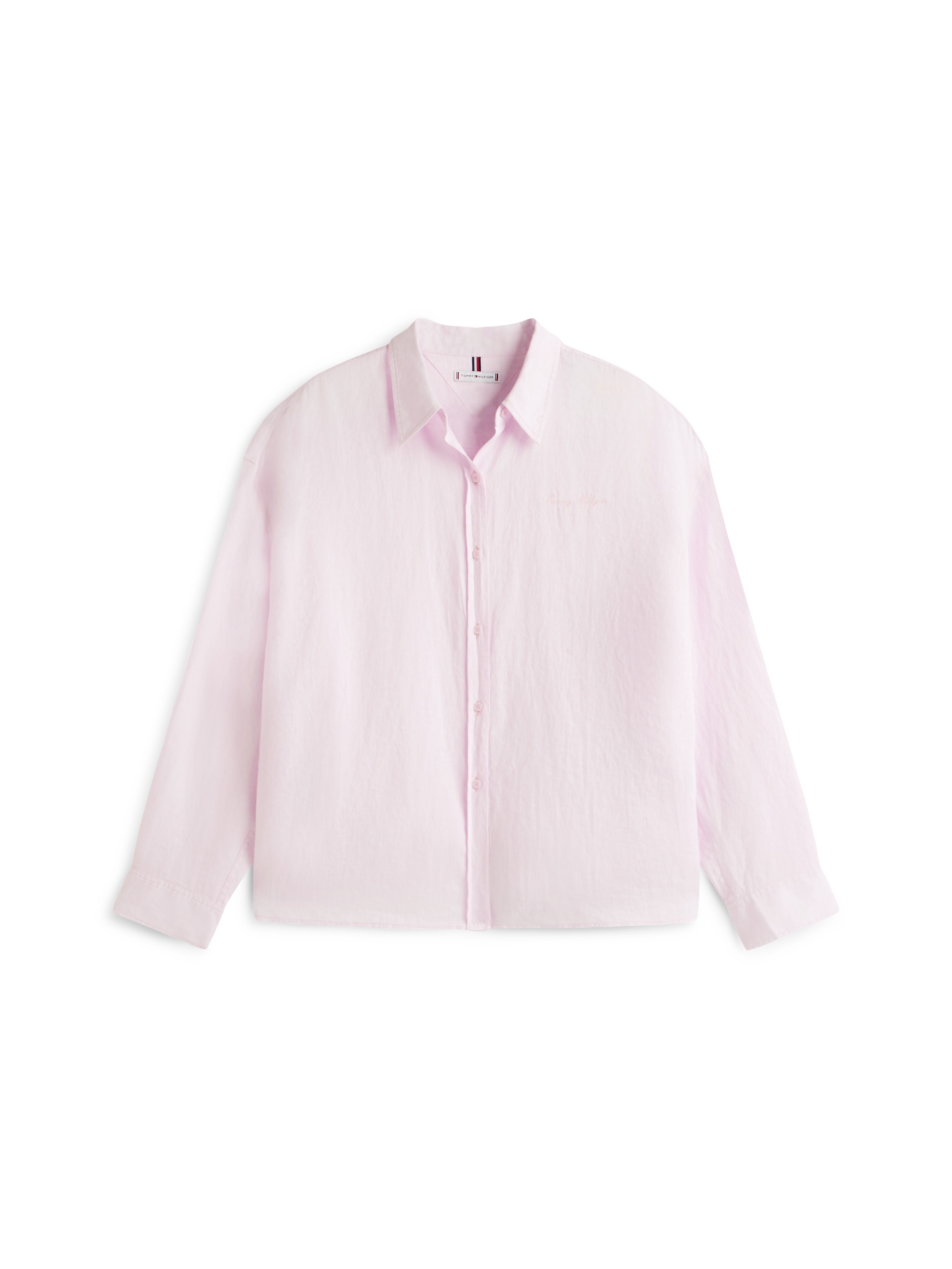 Tommy Hilfiger Curve Langarmbluse »CRV ESS LINEN ROUND HEM SHIRT« in grossen Grössen