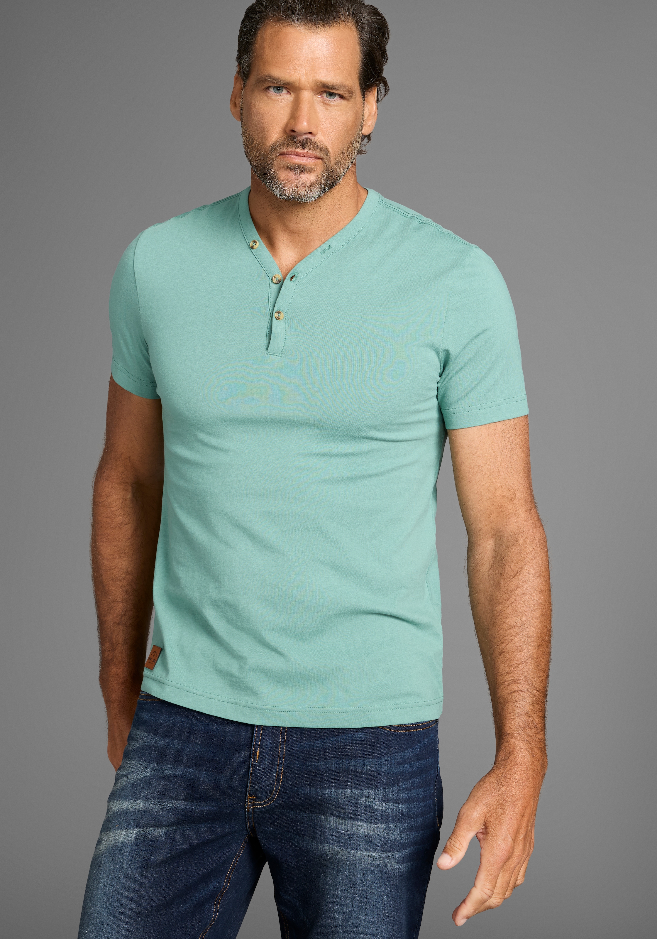 H.I.S T-shirt Henleys 2-er Pack,  mit Knopfleiste