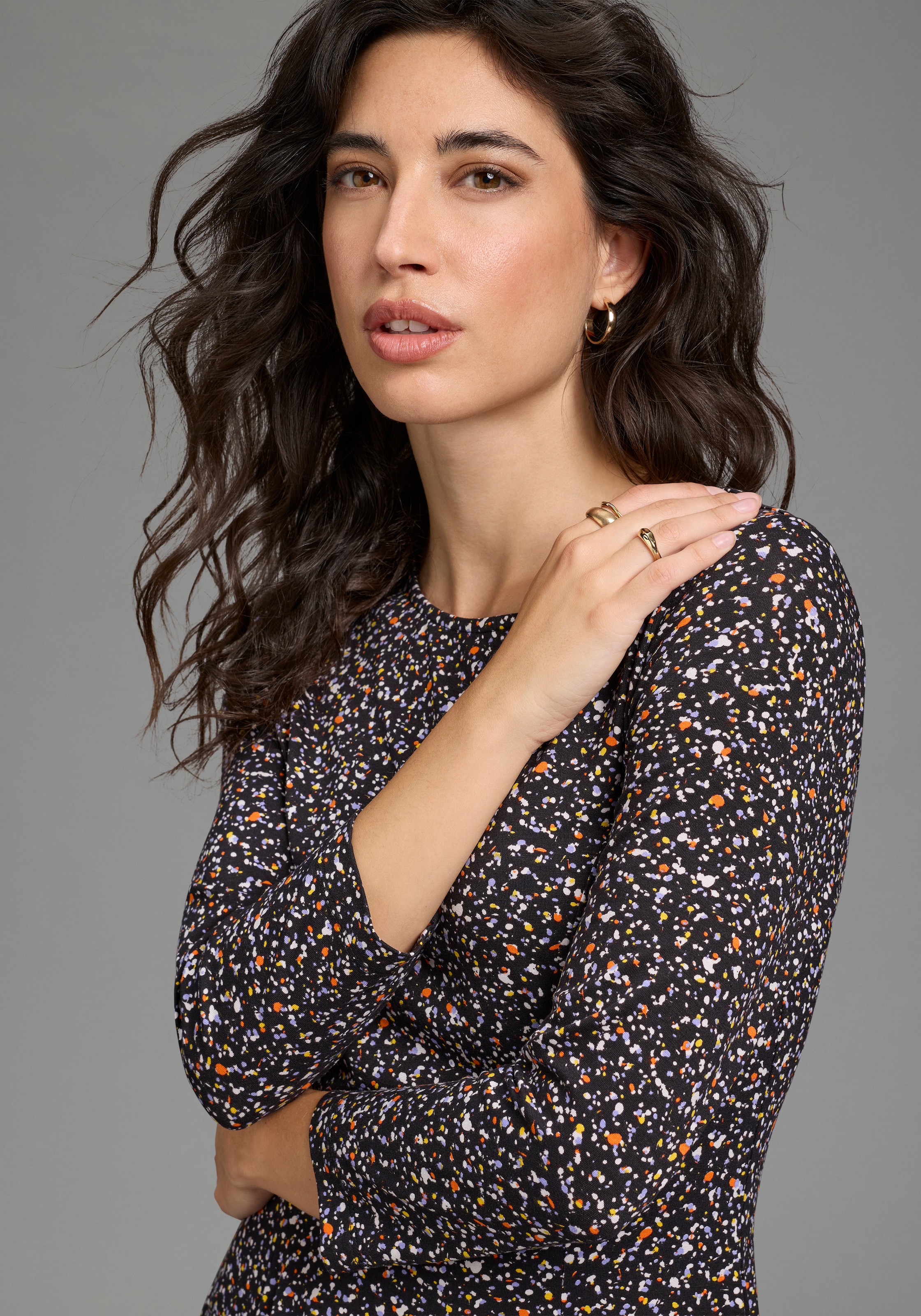 Laura Scott Robe en jersey Robe sportive-féminine, longueur genou, avec motif floral intégral