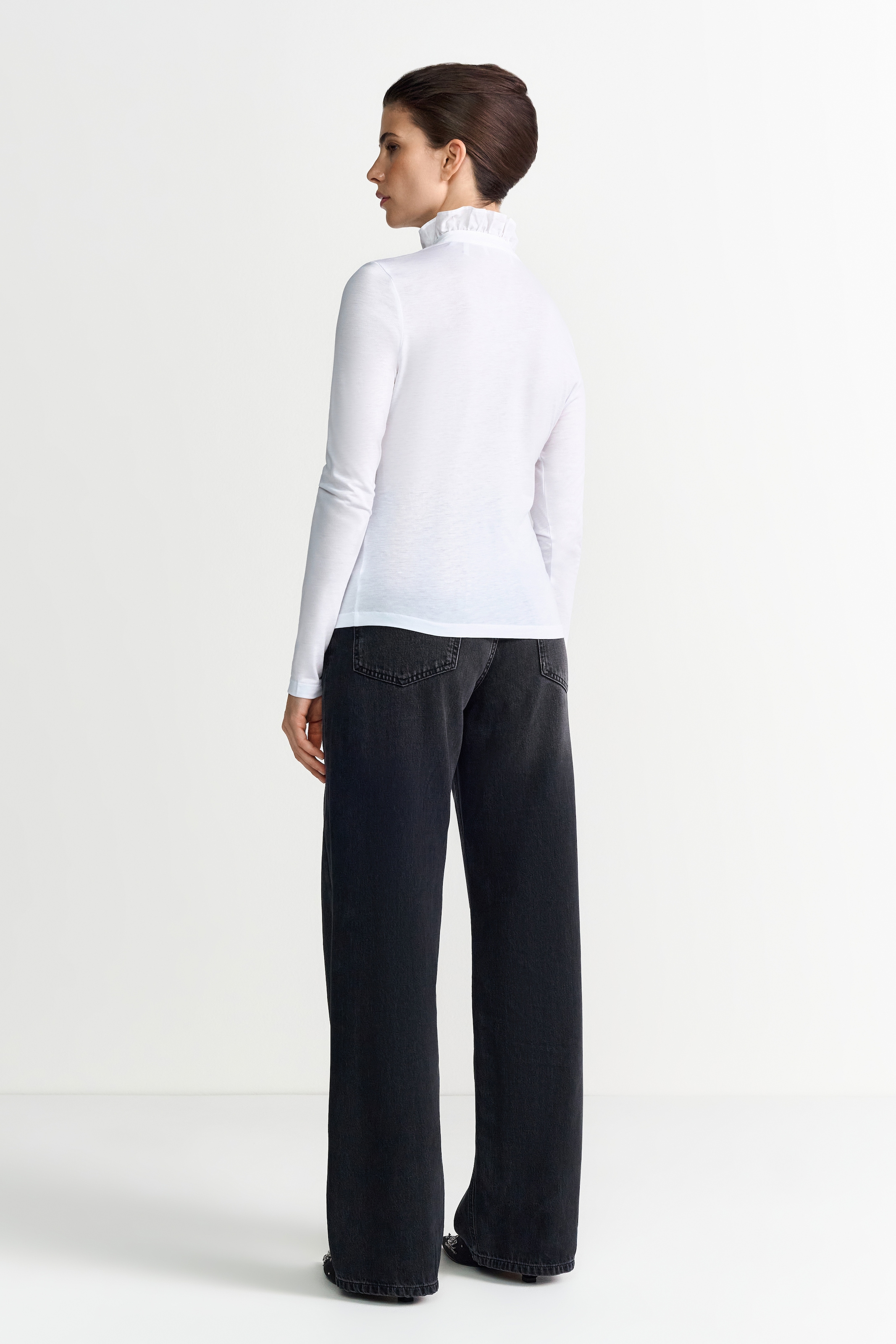 RICHROYAL T-shirt à manches longues mit Rüschenkragen, gerader Schnitt