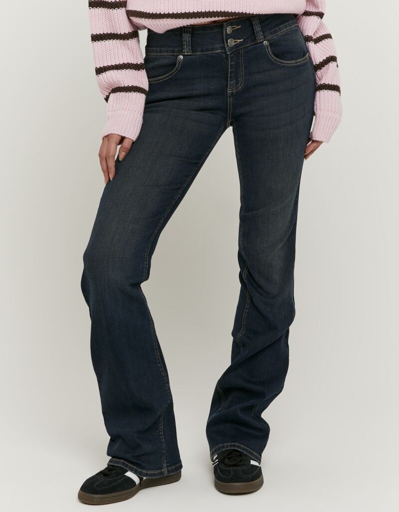 Tally Weijl Jeans bootcut »SPADECYNTIA« Baumwollmischung, Low Waist, mit doppeltem Knopf am breiten Bund