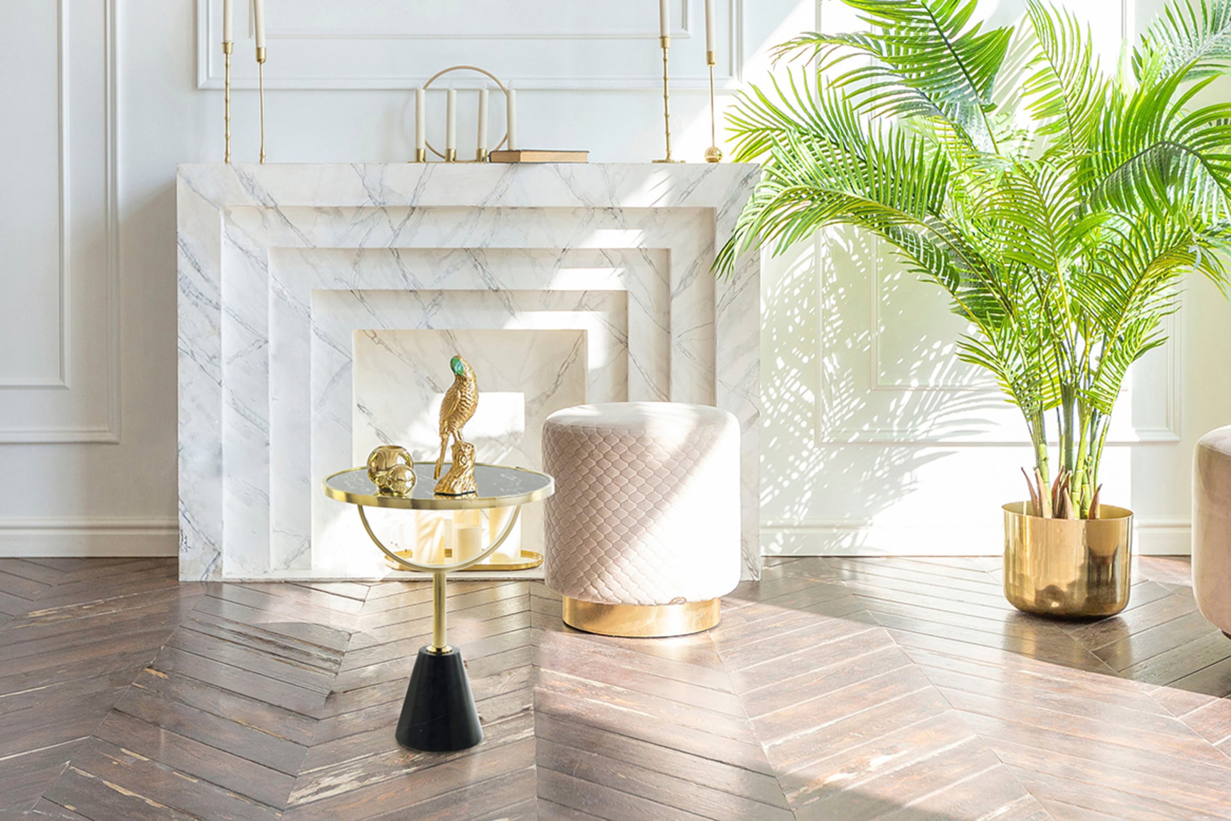 Kayoom Table d'appoint »Rocio, Ausgefallenes Design,Stabiler Marmor-Sockel« 1 cuis tlg. ausgefallenes Gestell, stabiler Marmorfuss, marmorierte Glasplatte