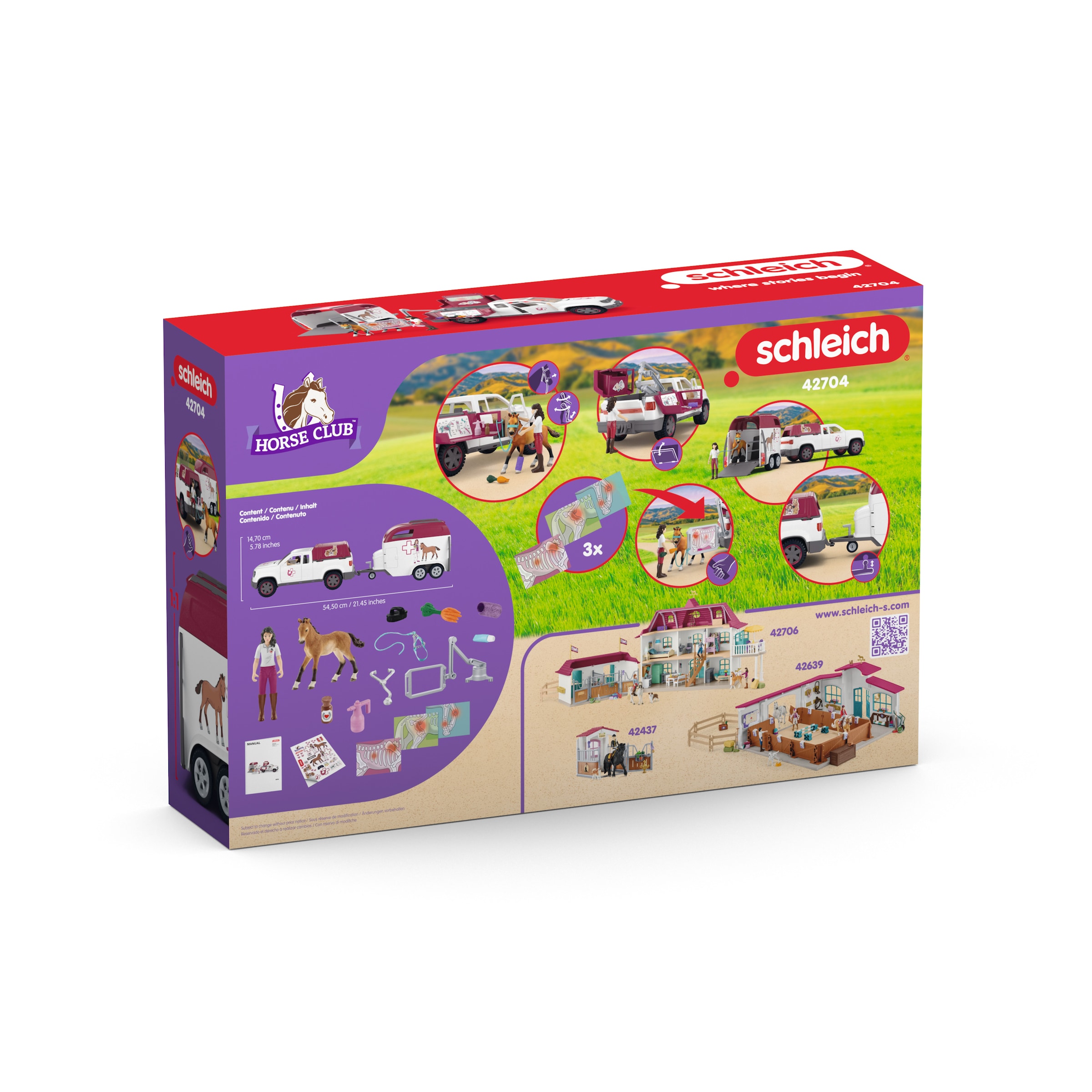 Schleich® Spielzeug-Auto »HORSE CLUB, Mobile Tierärztin mit Anhänger (42704)« Made in Europe