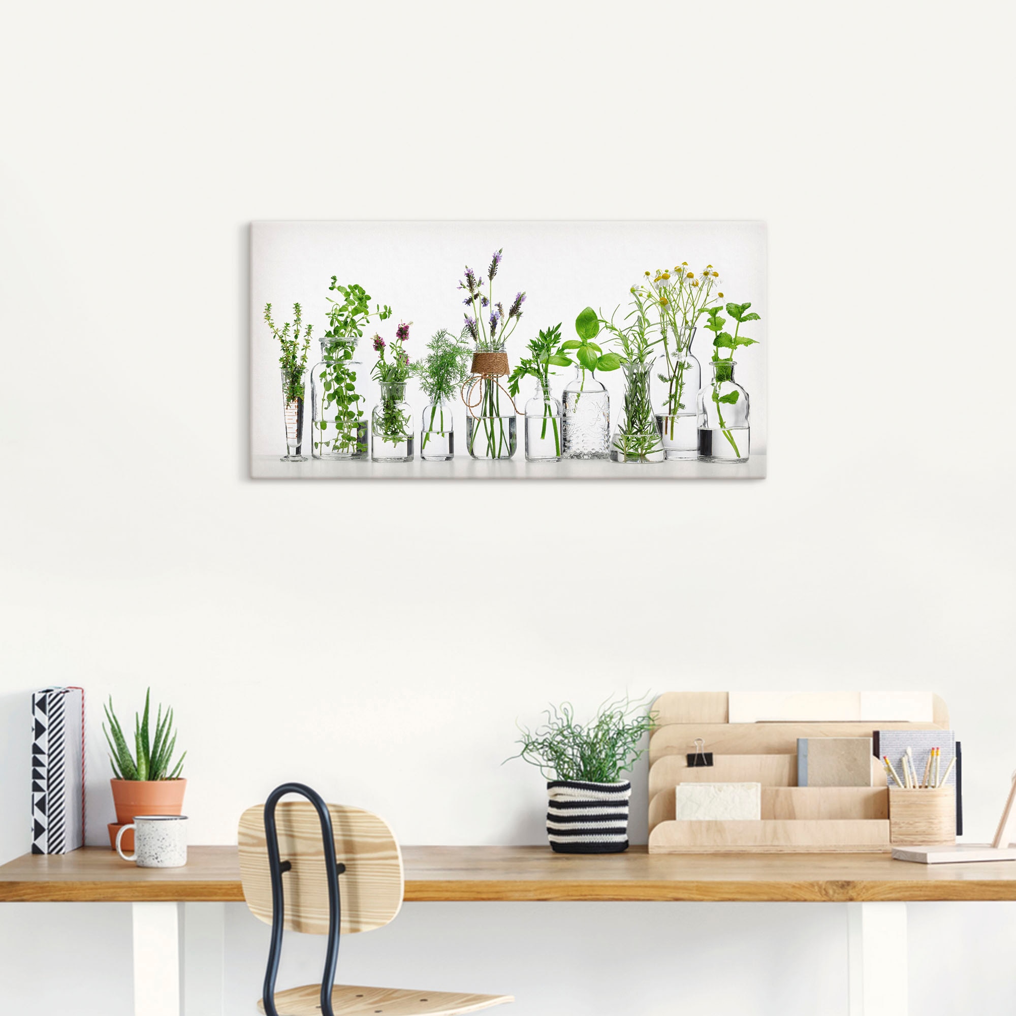 Artland Fresque murale »Öle mit Kräutern« Images d'herbes aromatiques 1 cuis tlg. en image alu, toile, poster, autocollant mural en différentes tailles