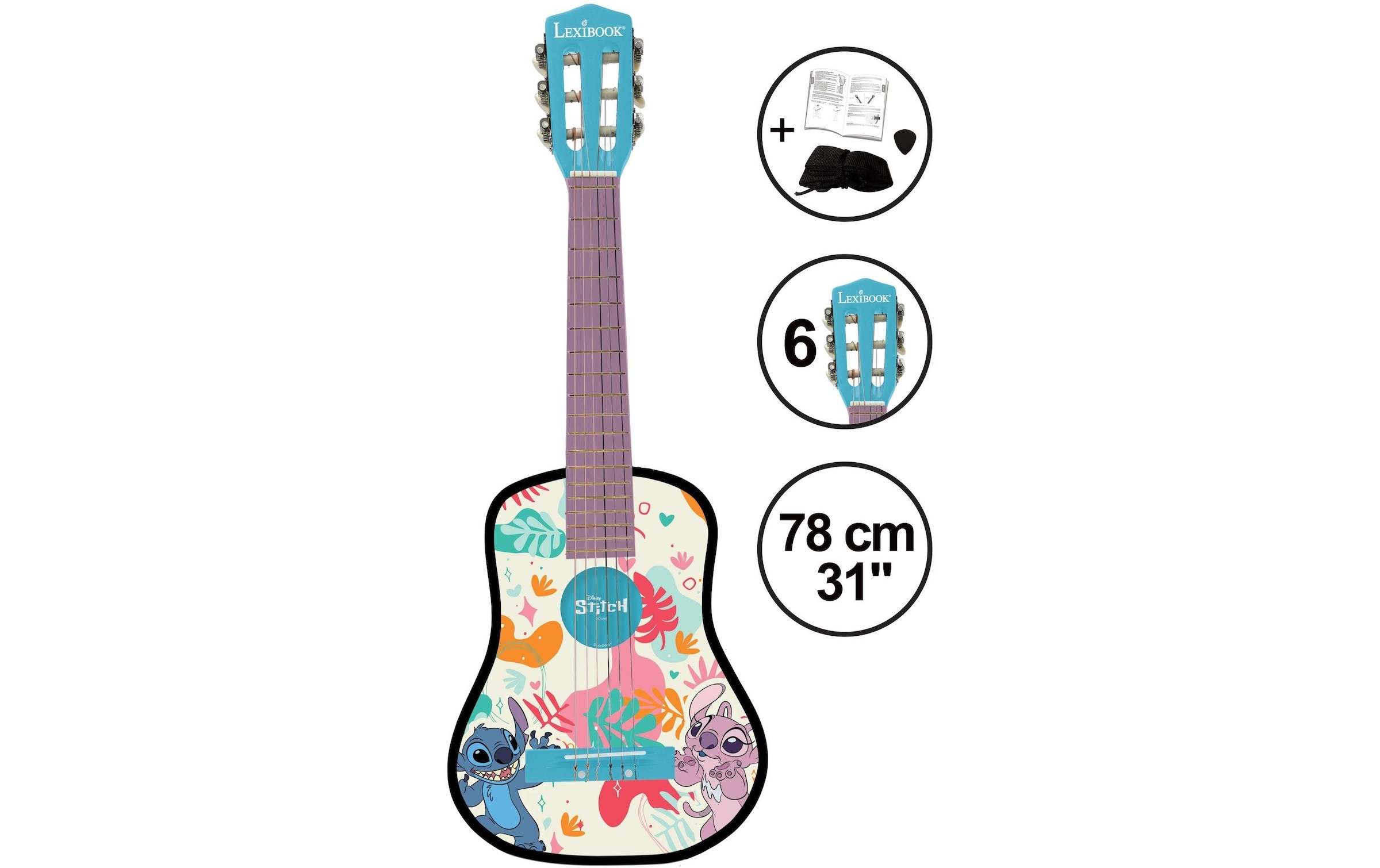 Lexibook® Jouet instrument de musique »Akustikgitarre Disney Stitch«