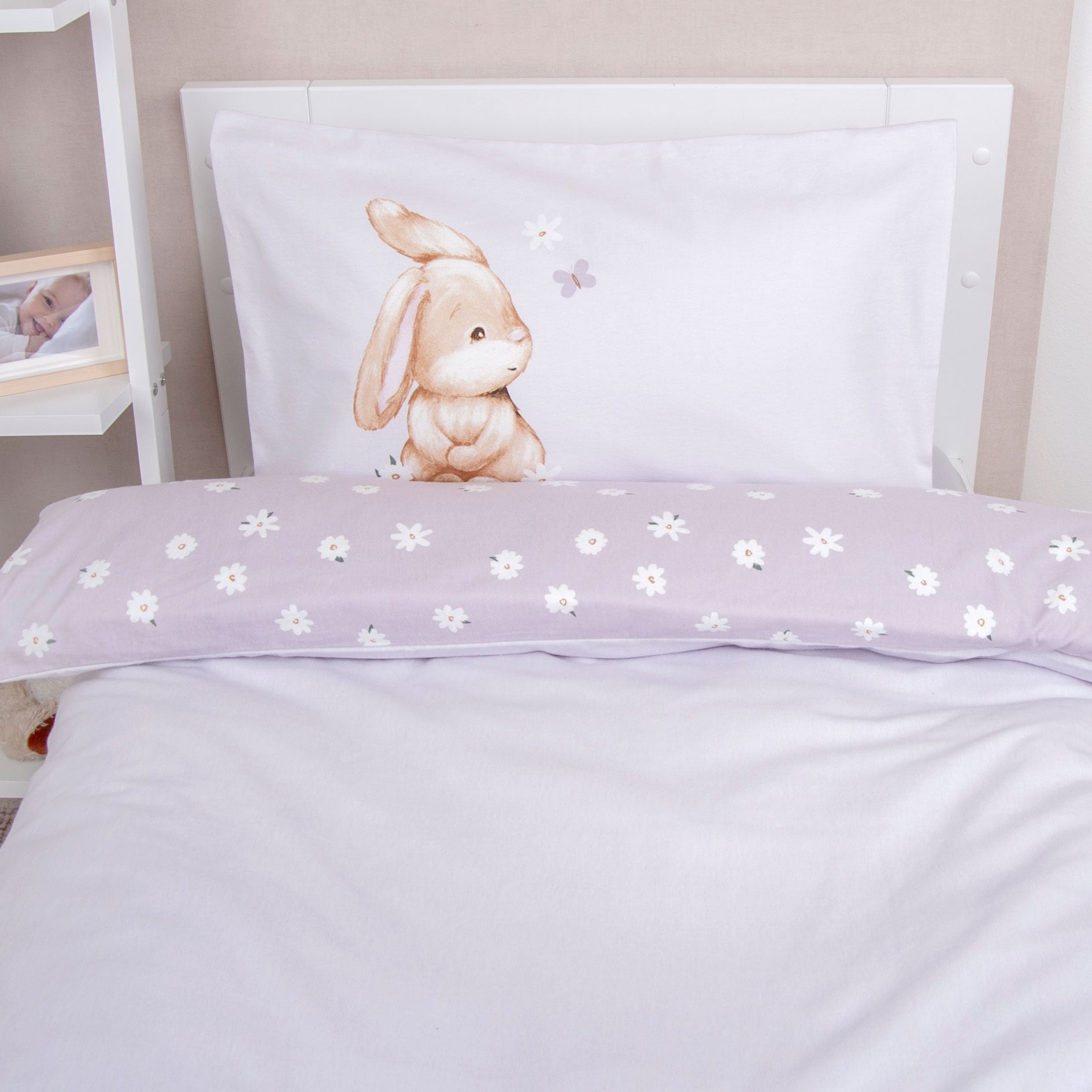 Baby Best Linge de lit pour bébé »BabyBest Flower Bunny« 2 cuis linge de lit en flanelle