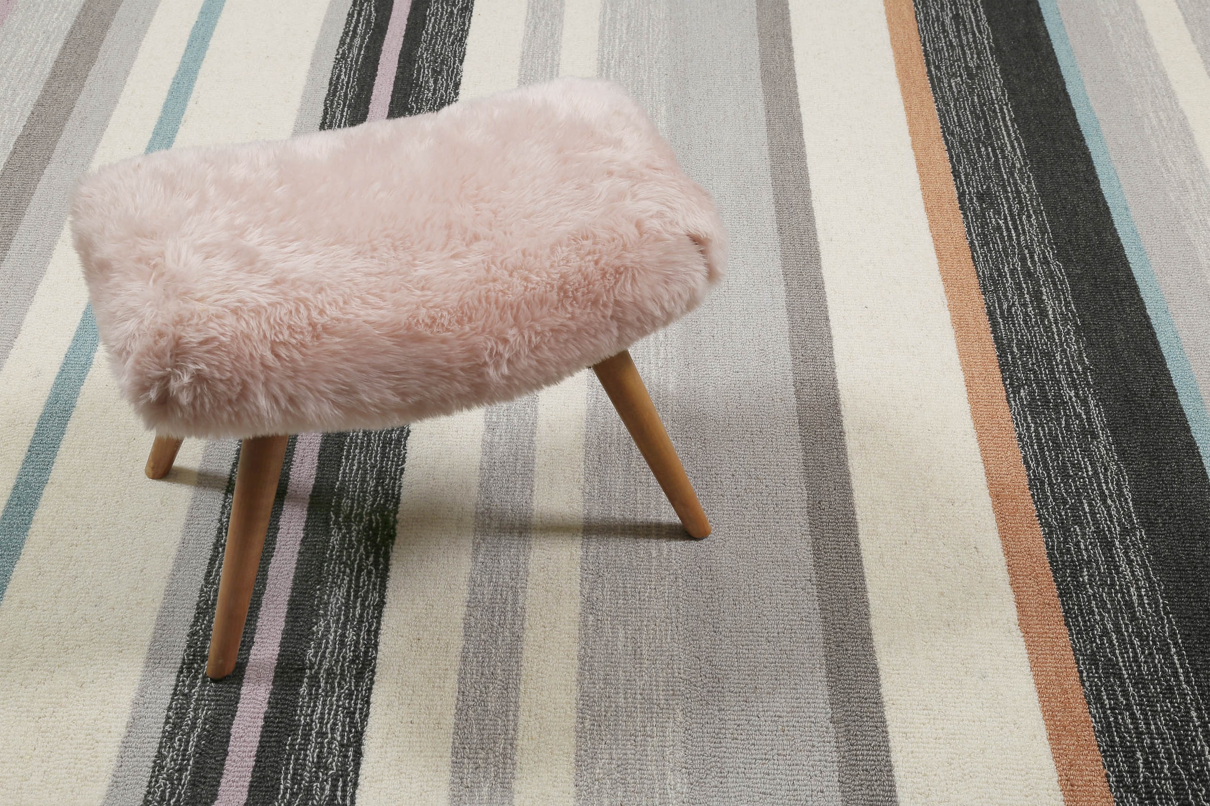 Wecon home Tapis »Sally« Rectangulaire 7 mm Höhe handgefertigt, gestreift, pflegeleicht, Wolle, Wohnzimmer, Esszimmer