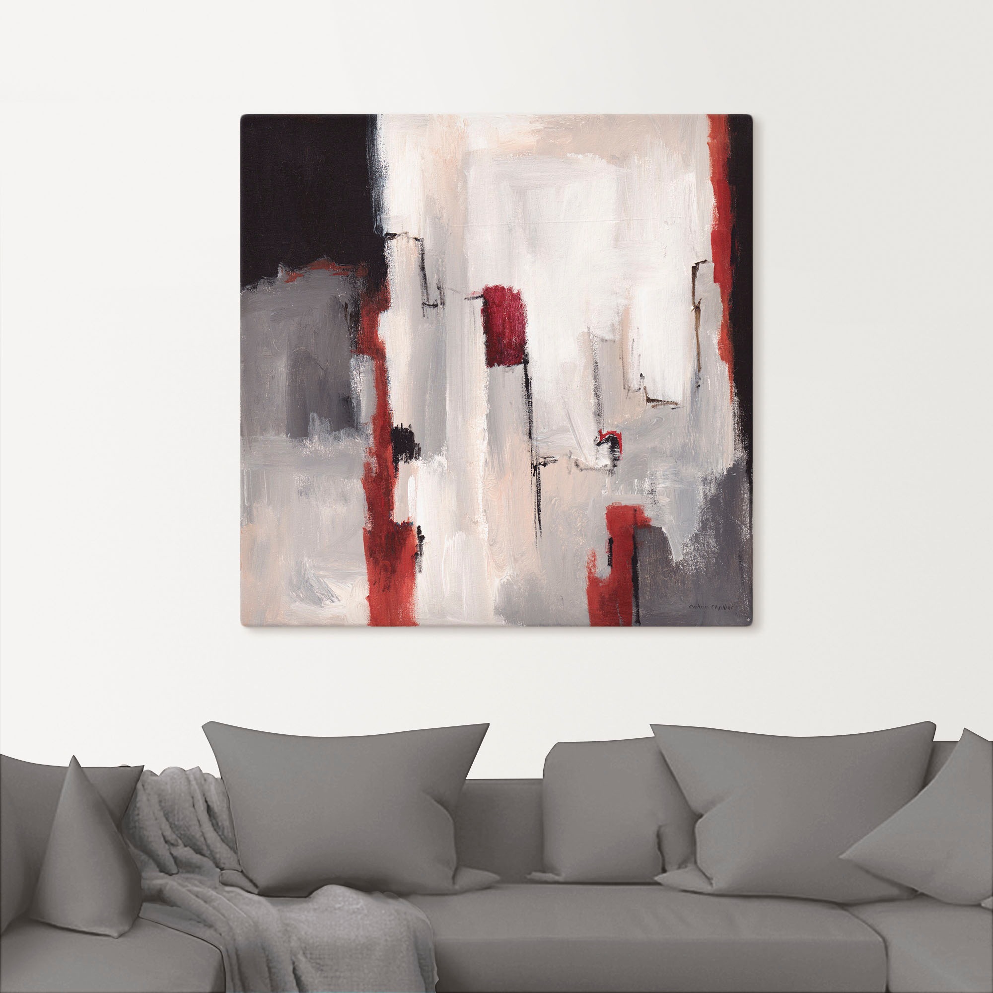 Artland Tableau sur toile »Rot an Grau II« Sans objet 1 cuis tlg. tendu sur cadre en bois