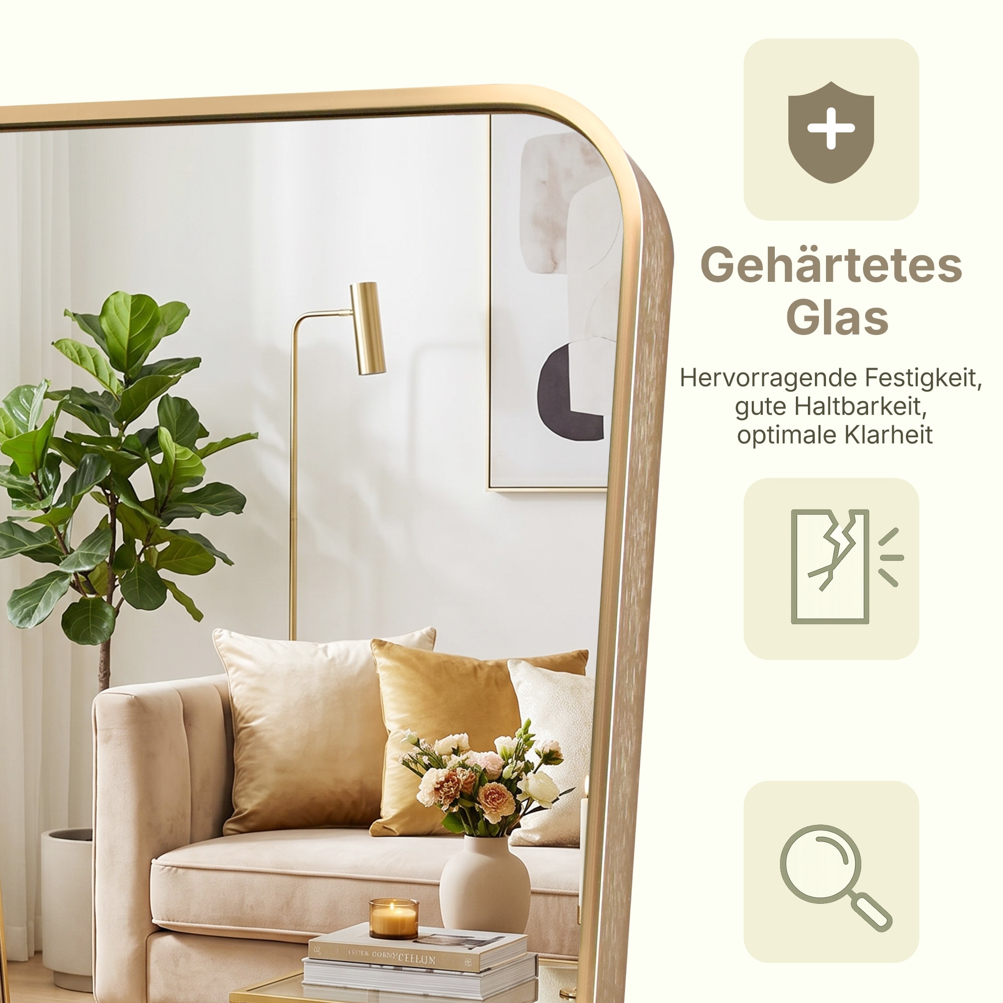 GOODproduct Miroir »Standspiegel Addrik, wahlweise in 2 Grössen 150x40cm oder 160x50cm« miroir corps entier avec verre de sécurité, en différentes couleurs