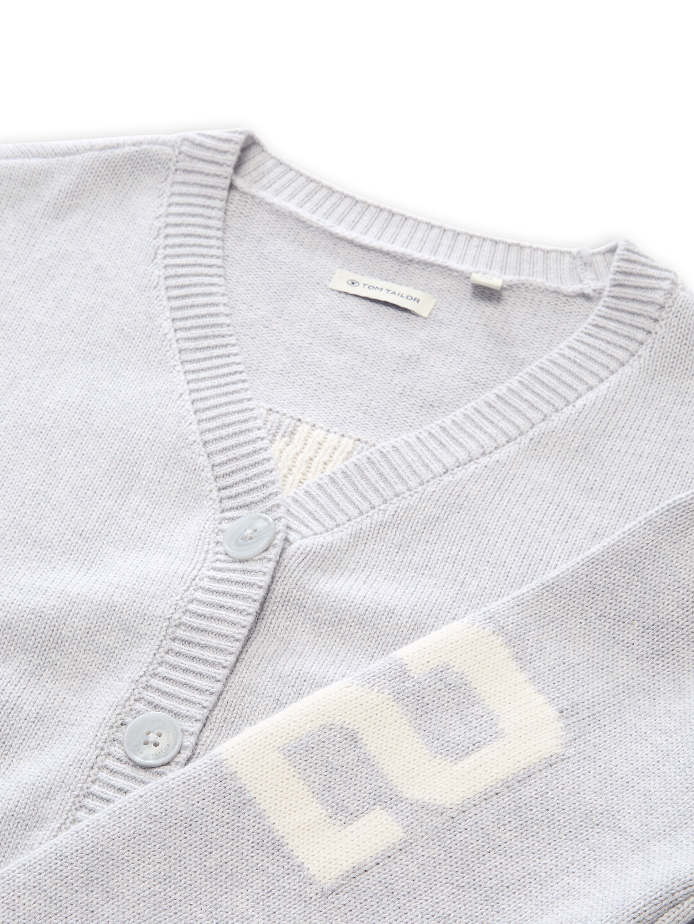 TOM TAILOR Veste en tricot avec col en V et patte de boutonnage
