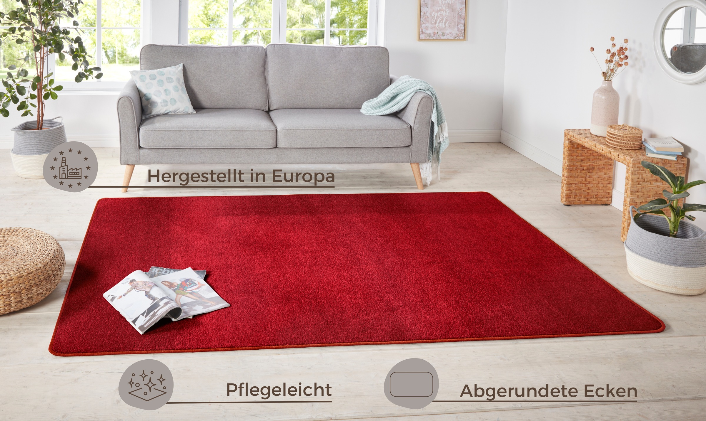HANSE Home Teppich »Shashi« rechteckig 8,5 mm Höhe Kurzflor, Unifarben, Läufer, weich, Esszimmer, Kinderzimmer, Flur
