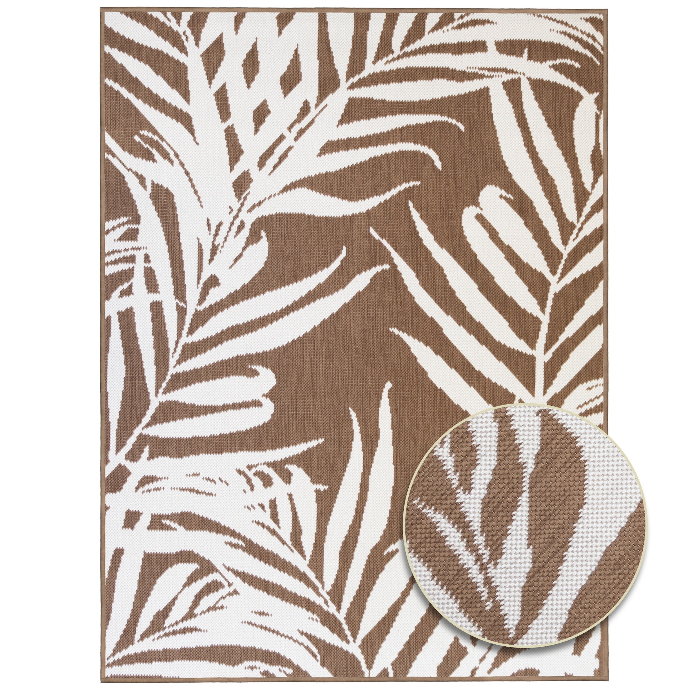 Primaflor-Ideen in Textil Teppich »Outdoorteppich REVERSO - Palm Tree« rechteckig 5 mm Höhe Wendeteppich, Palmblätter, In- und Outdoor geeignet, wasserfest