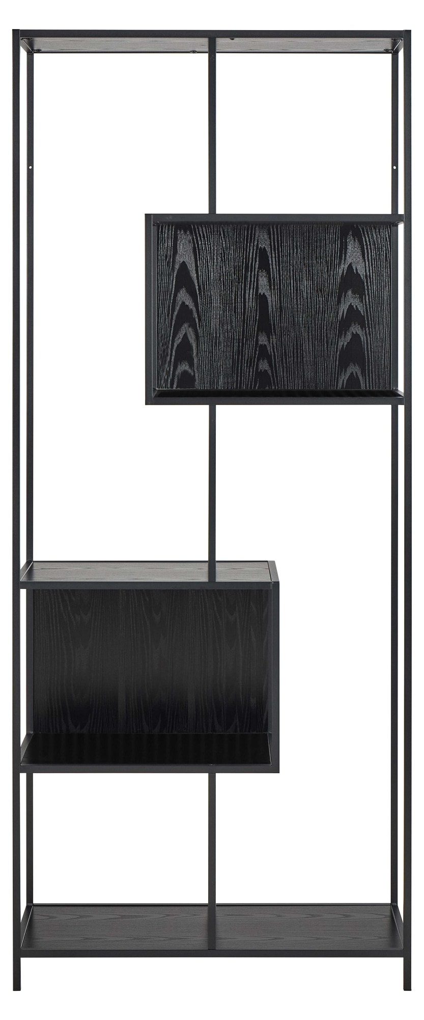 ACTONA GROUP Étagère à livres »Seaford, Standregal, Regal, Raumteiler« 77x35x185 cm,  cadre en acier noir, 5 étagères, module réversible, largeur 77 cm