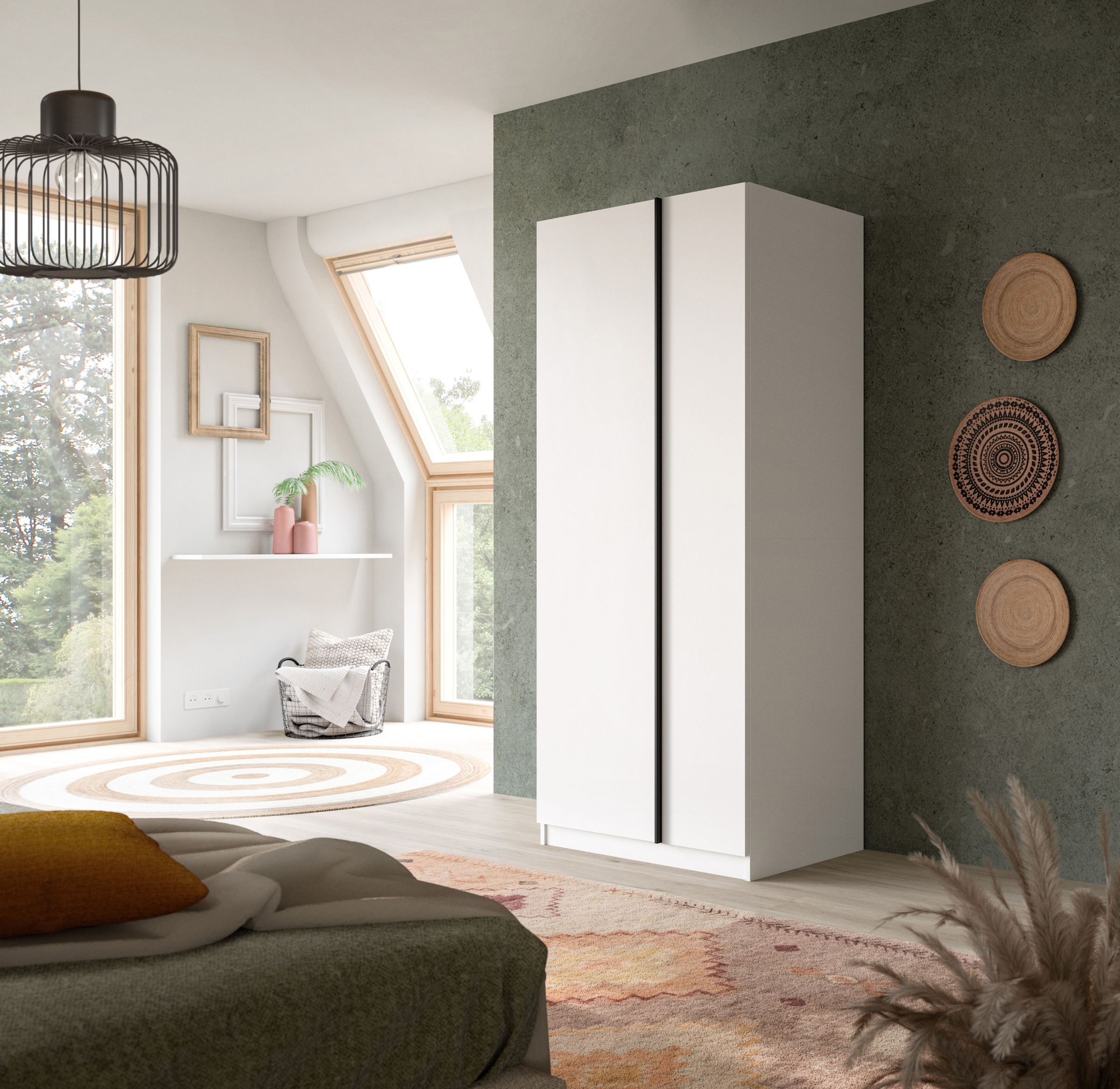 Home affaire Armoires à vêtements »BENDINGO, TOPSELLER!, Schlafzimmerschrank, Schrank, Garderobenschrank« OTTO BESTSELLER, Garderobe & Schlafzimmer,  Breite 80cm, weiss, 2-türig, inkl. 1 Kleiderstange und 3 Ablageboden