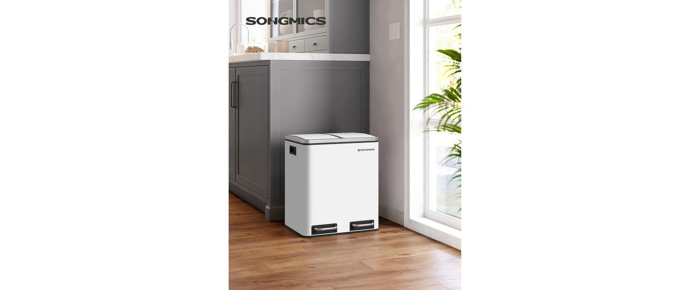 SONGMICS Mülleimer »mit Inneneimern und Griffen 2 x 15 l« Treteimer mit Geruchs- und Weichverschluss