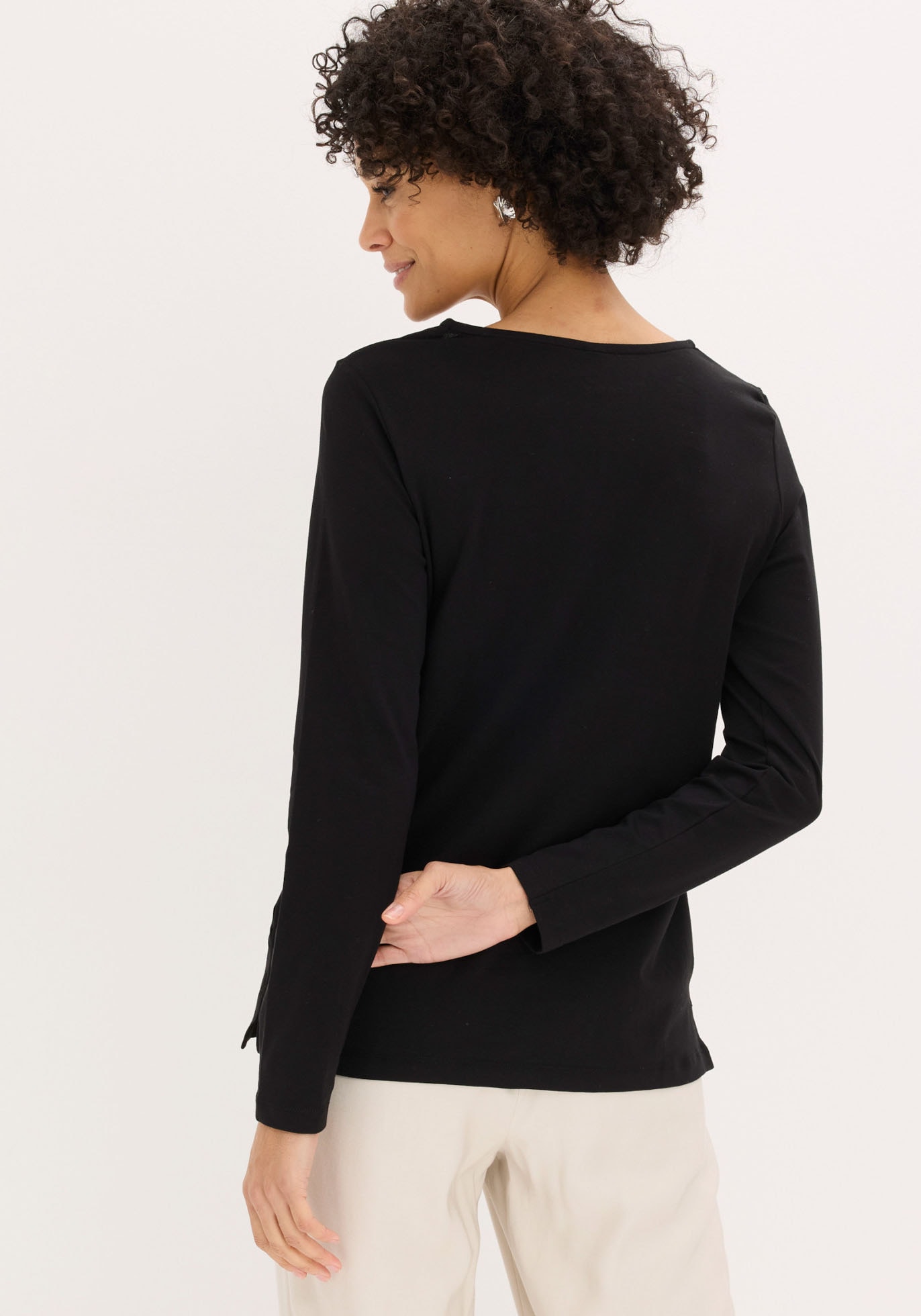 bonprix T-shirt à manches longues coupe confortable, manches longues, super détails œillets