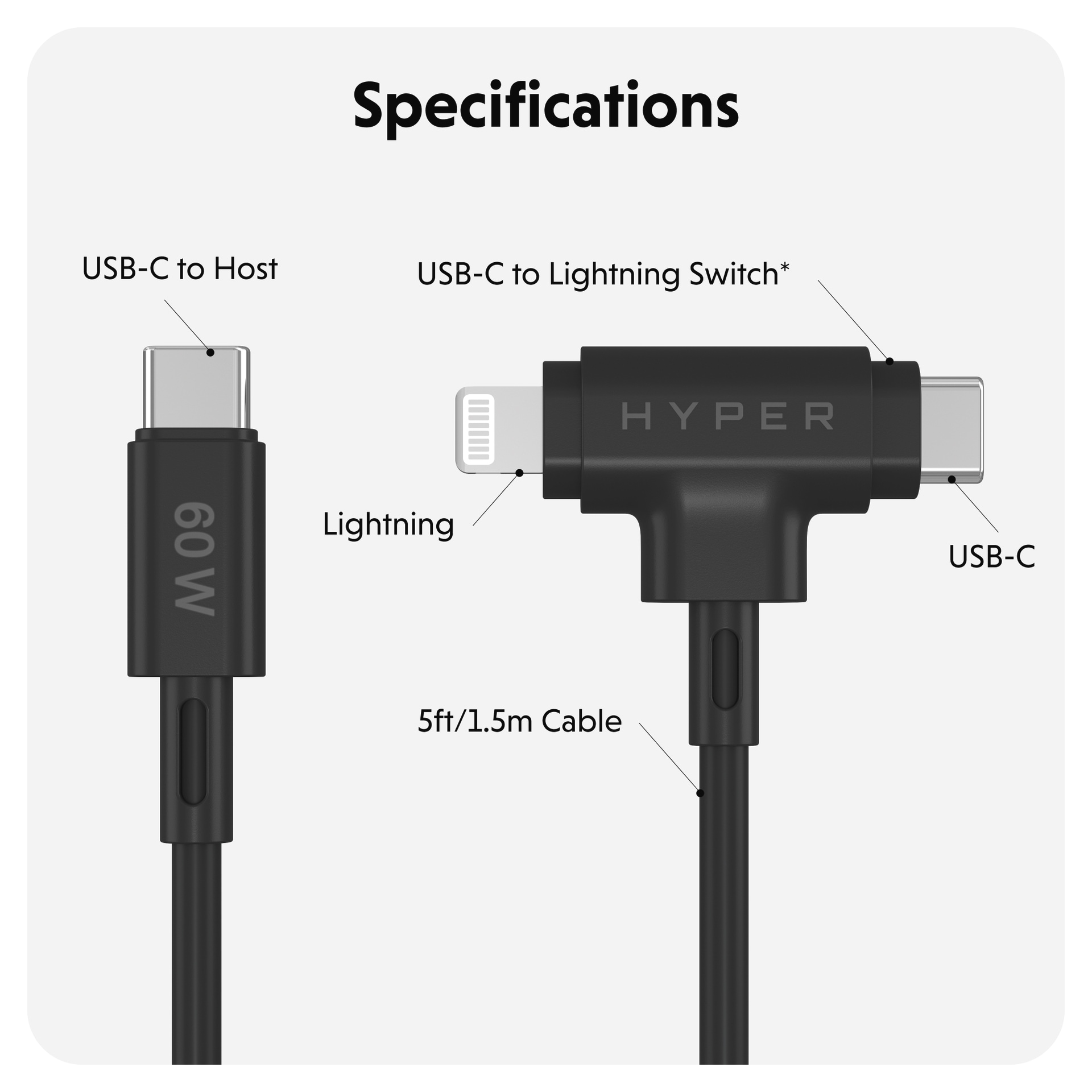 Targus Câble USB »HyperJuice Silicone USB-C zu USB-C Lightning Hybrid 60W«