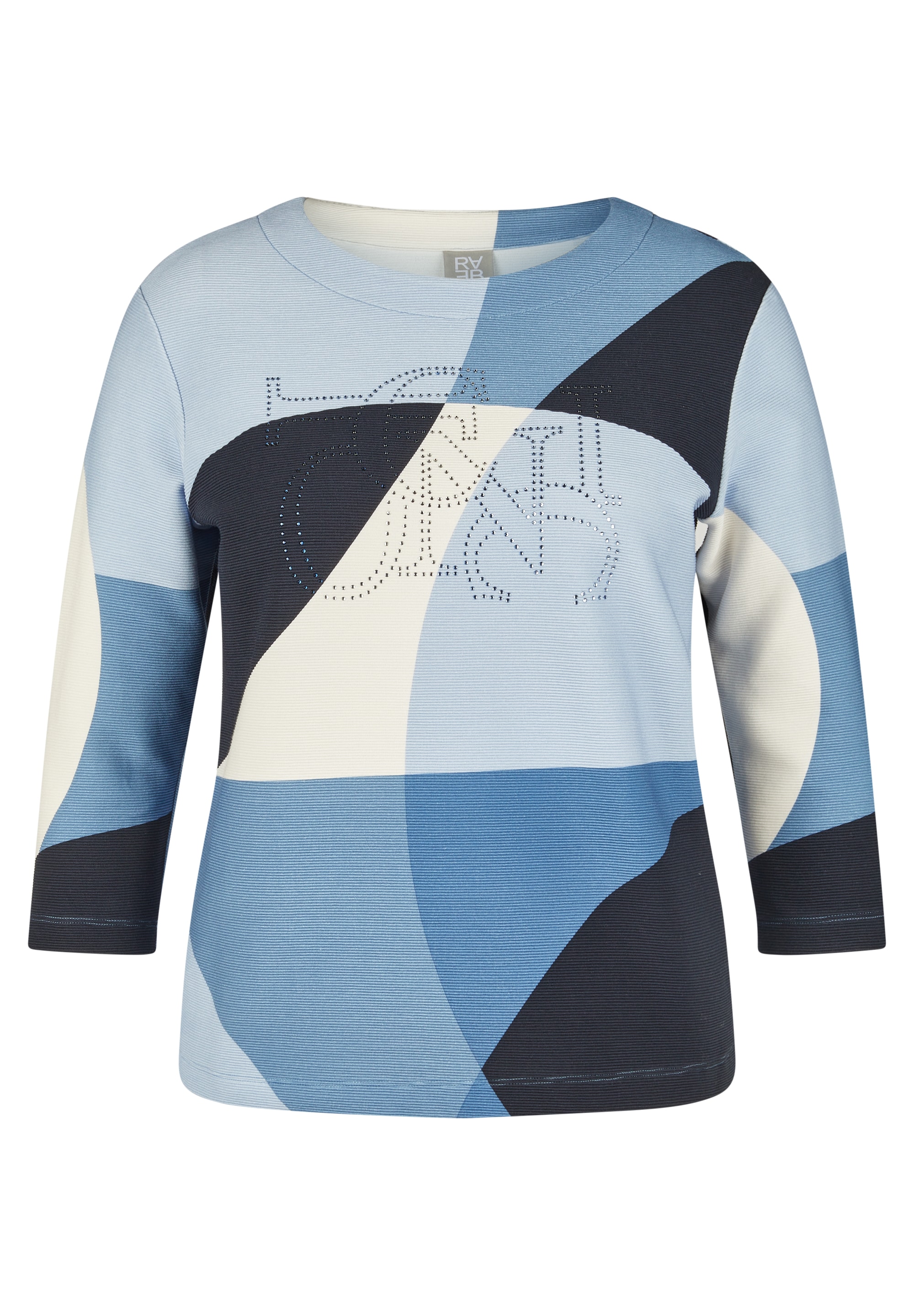 Rabe T-shirt à manches 3/4 Sommershirt mit All-Over Print und Gflitzersteinen