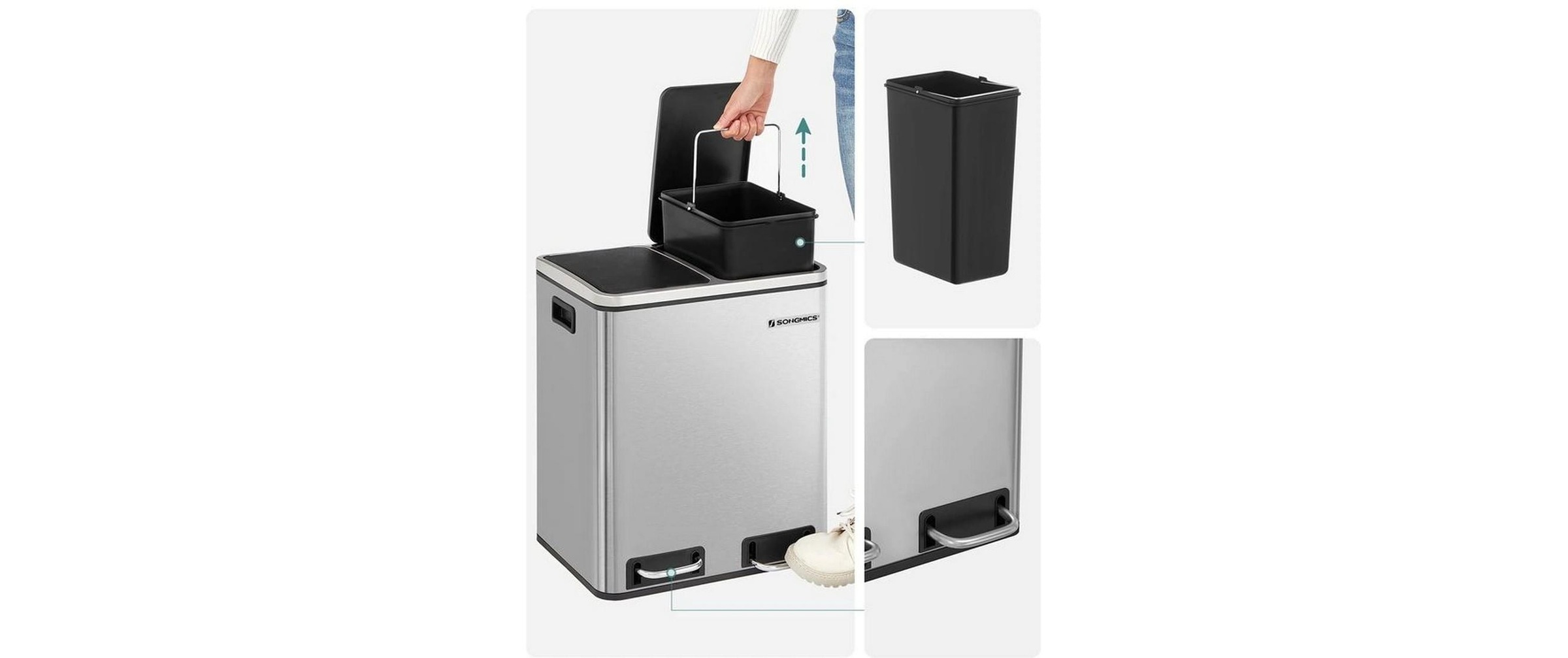 SONGMICS Mülleimer »30 l« 2 Behälter