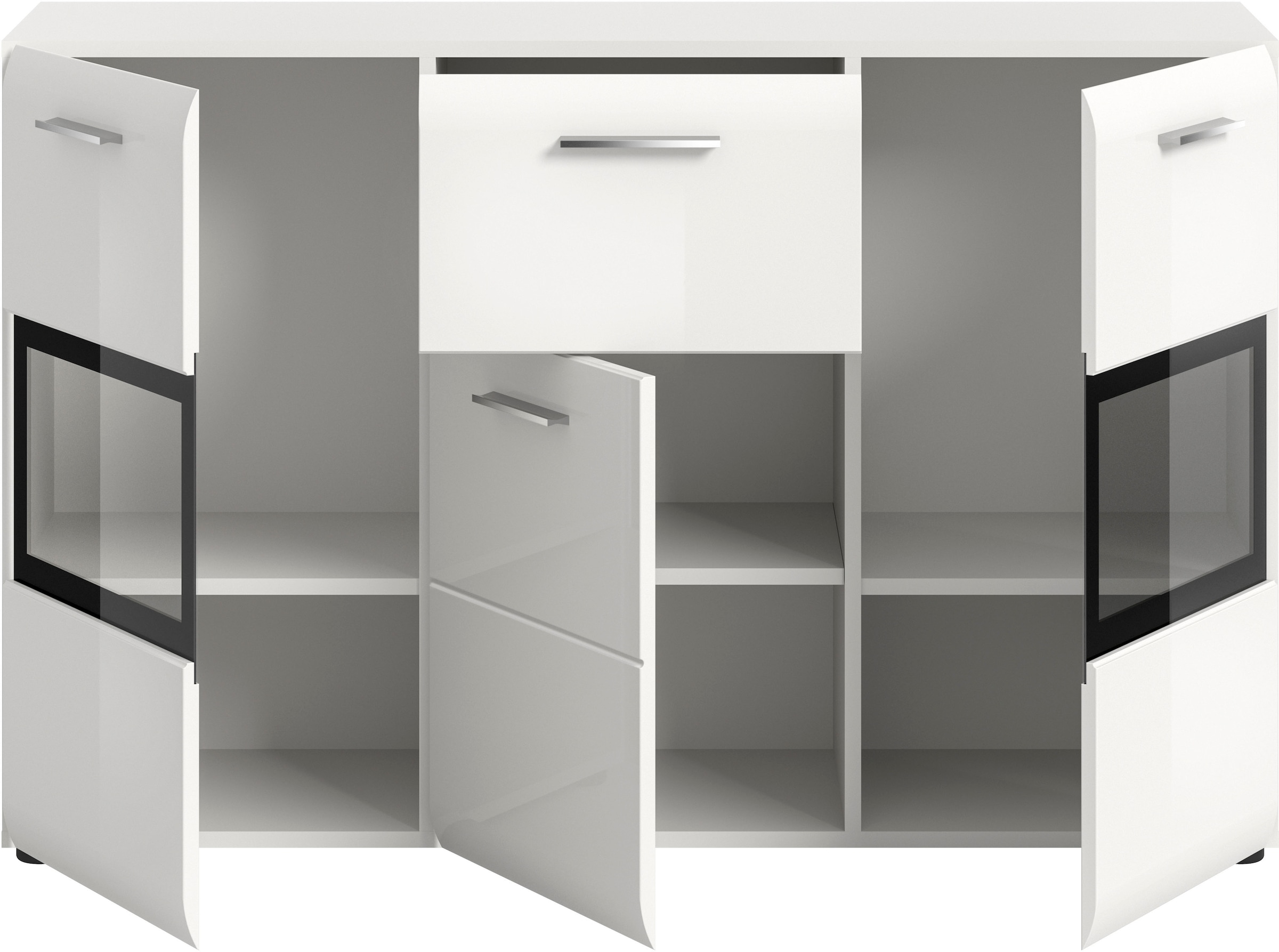 Home affaire Sideboard »FLORENZ, hochwertige MDF-Front,Rillenfräsung,2 Glastüren,1 Schublade« 1 cuis tlg. Sideboard, Anrichte, Wohnzimmerschrank