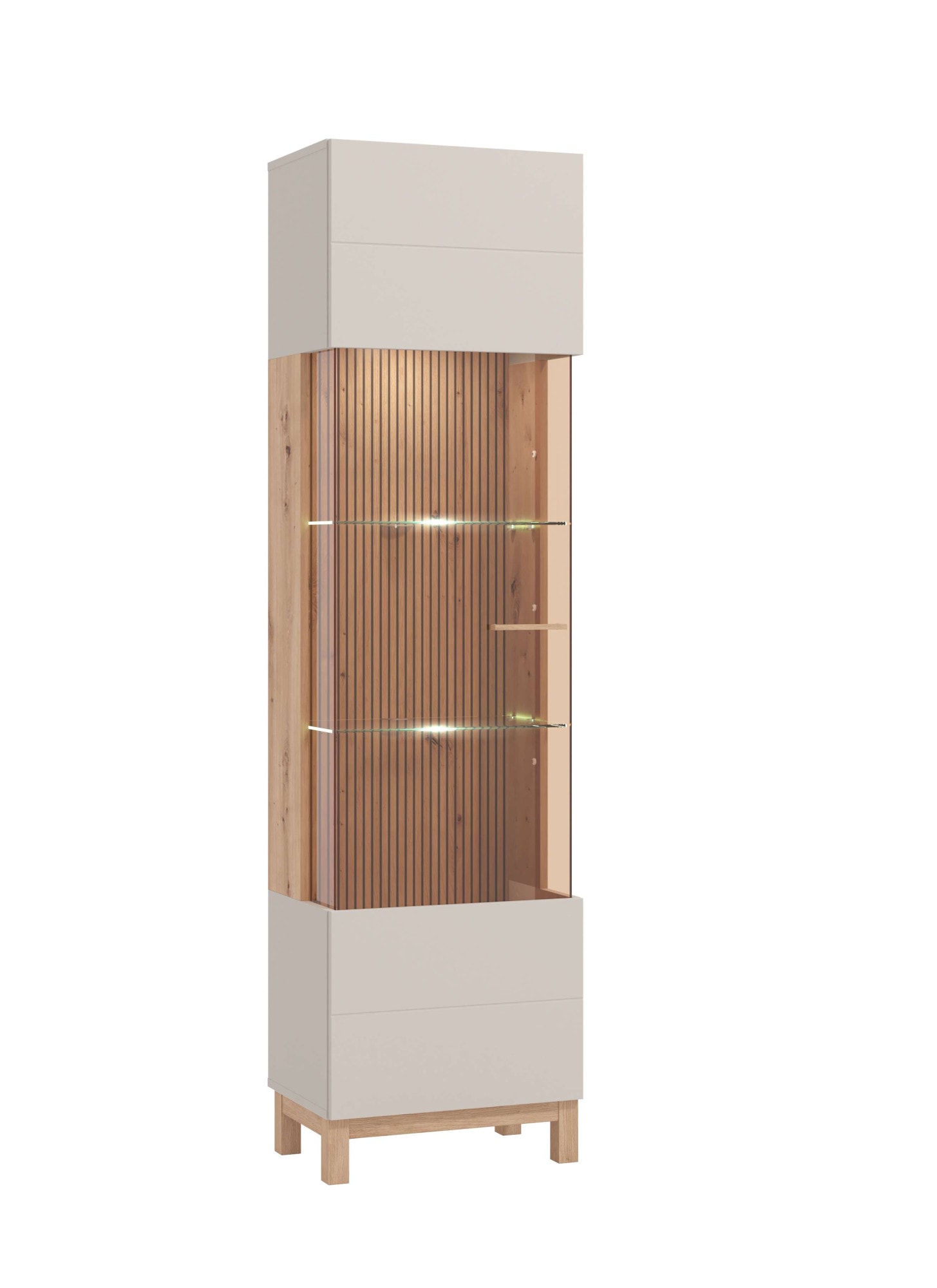 Home affaire Vitrine »Essex Vitrinenschrank, Glasschrank, Standvitrine, Highboard/Sideboard« 1 Tür, 4 Einlegeböden, 5 Fächer, Gesamtmasse (B/T/H): 51,5/35/191,5 cm