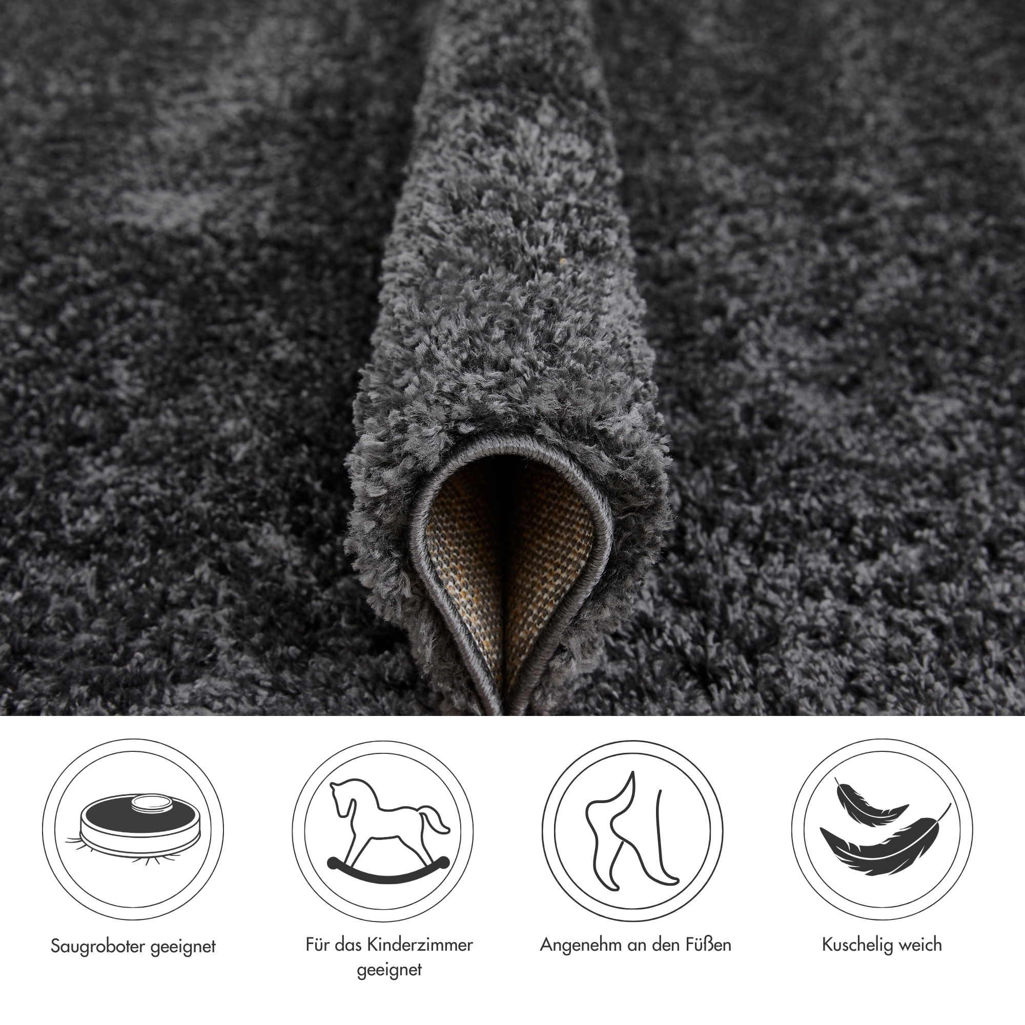 GOODproduct Hochflor-Teppich »Canberra« rechteckig 40 mm Höhe Uni Farben, weich & kuschelig, Wohnzimmer, Schlafzimmer