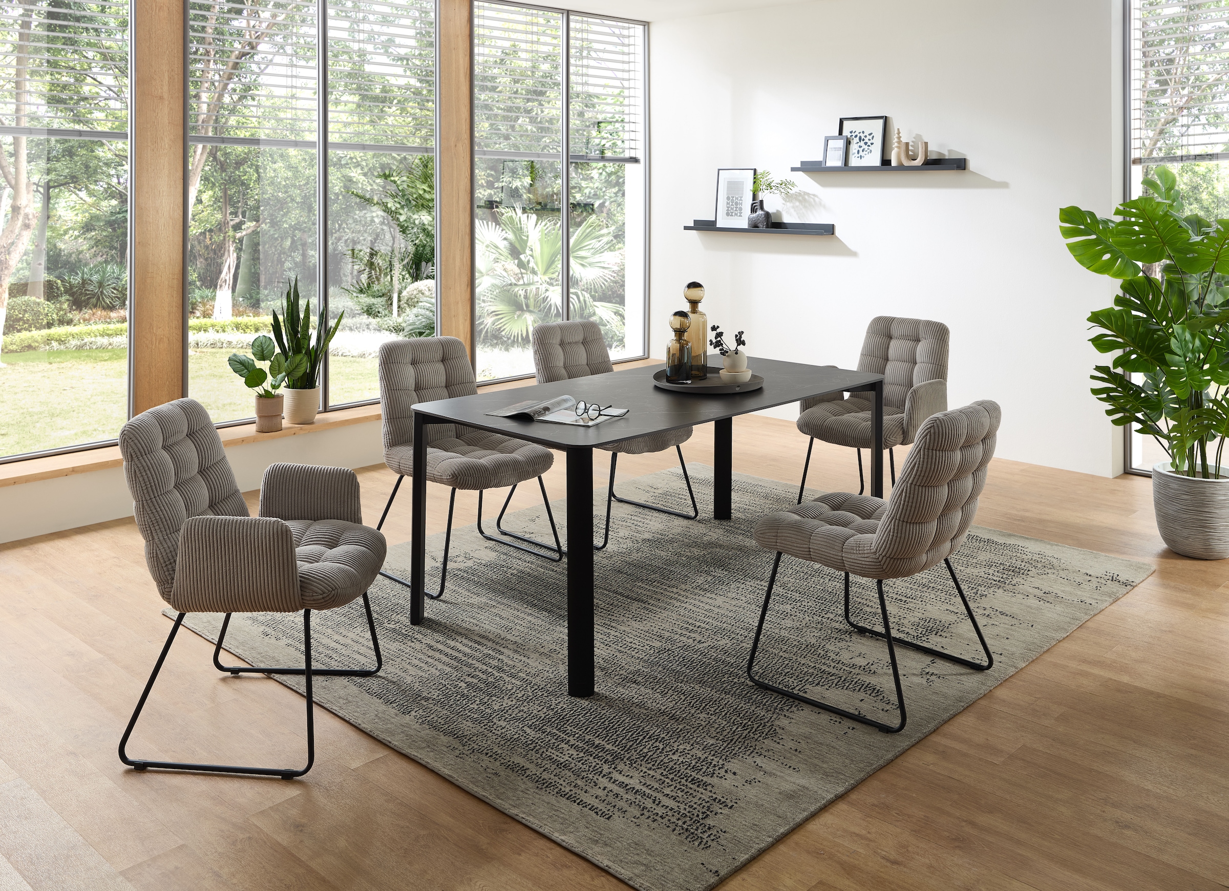 Stolkom Esstisch »Lenni Esszimmertisch Keramik, Schwarz marmoriert BxHxT 180x76x90 cm« Keramikoberfläche schwarz marmoriert, Metallgestell schwarz matt