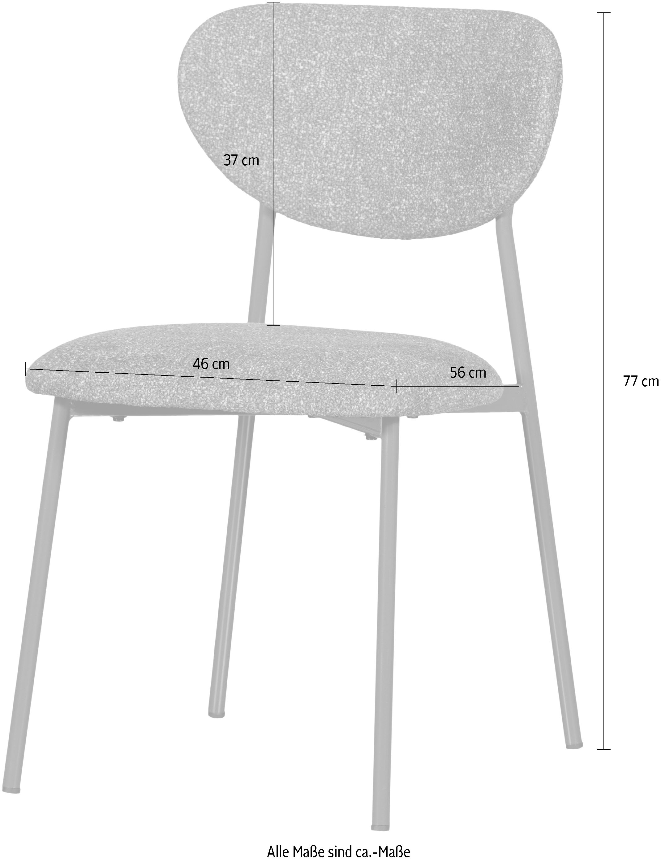WOOOD Esszimmerstuhl »Valor Webstoff mit farblich passendem Metallgestell H77 x B46 x T56 cm« (Set) 2 Stk.(Set, 2 St) Tragkraft 120 kg, Hohe Verschleissfestigkeit, pfleigleicht