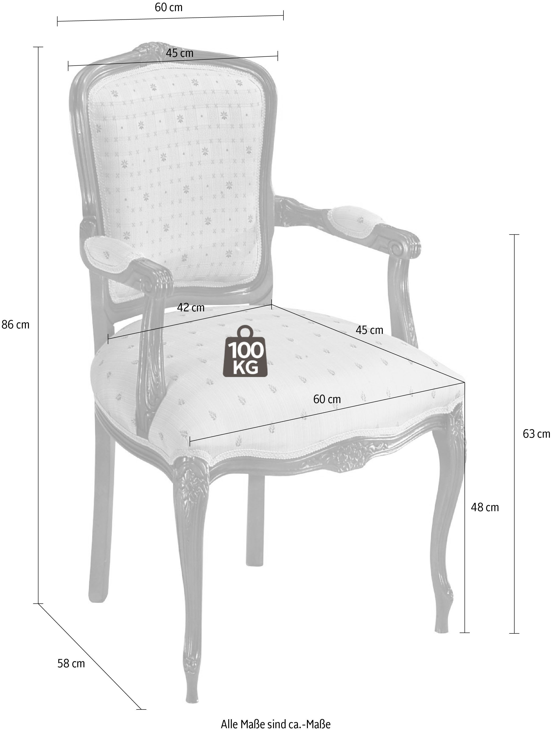 Home affaire Chaise avec accoudoirs »Stühle Federica« () 1 cuisBreite 60 cm