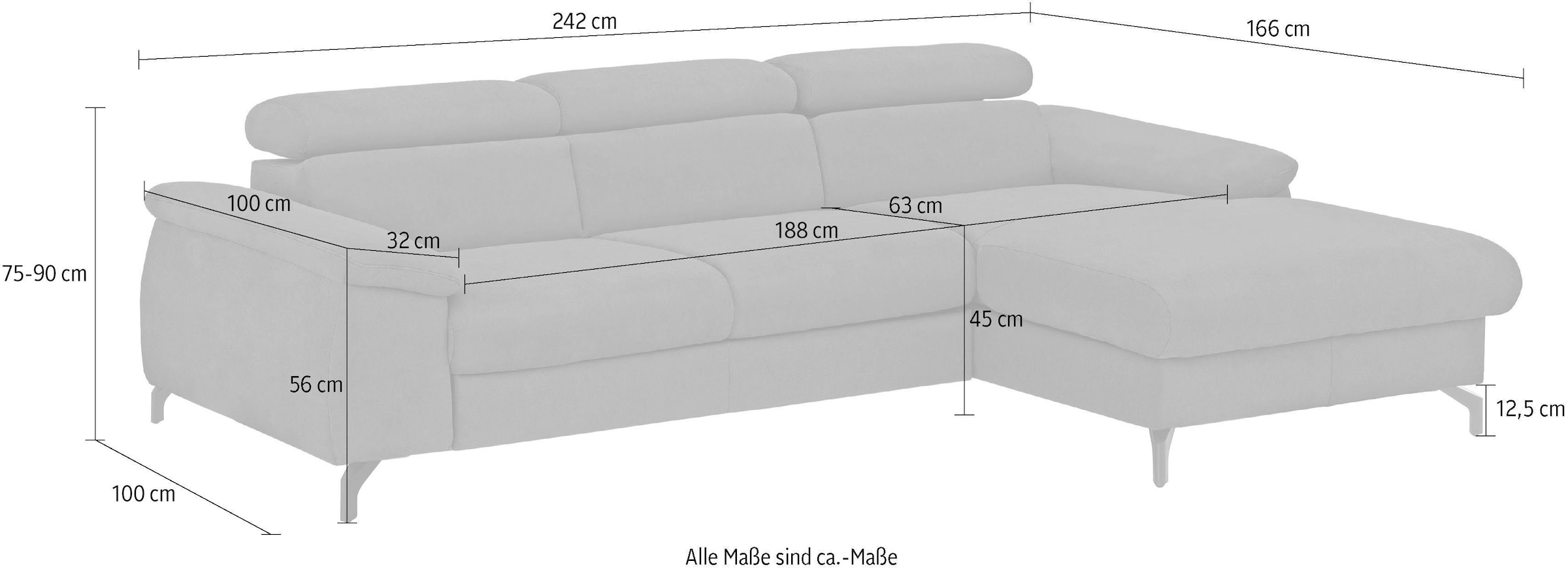 COTTA Polstergarnitur »Kitty L-Form, B: 242 bzw. 100 cm (Set: Ecksofa & Hocker)« Set,  mit Kopfteilverstellung, optional Bettfunktion & Bettkasten