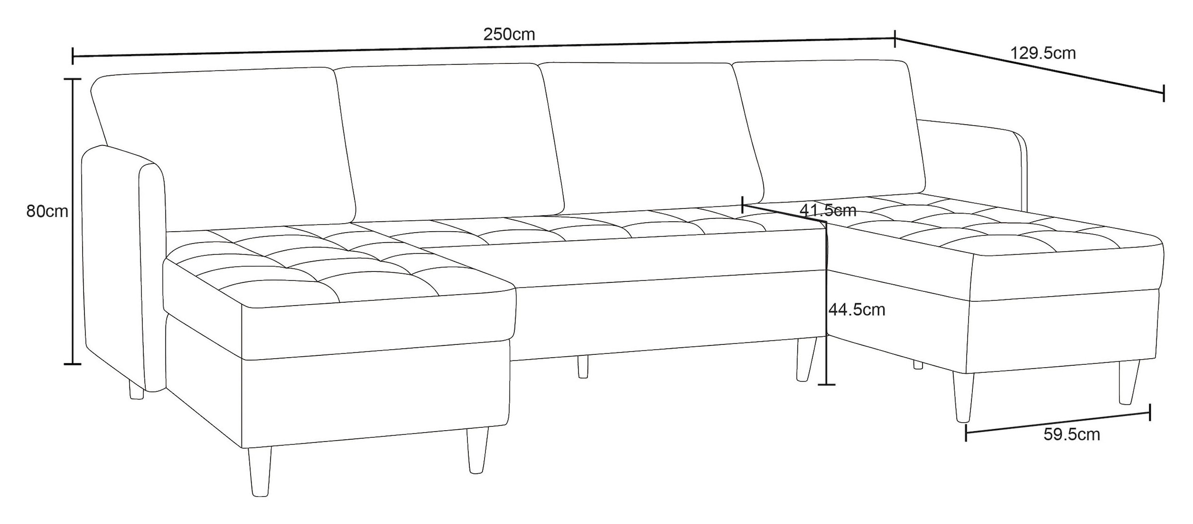 Dorel Home Wohnlandschaft »LINDHUS, U-Form, Breite 254 cm, verschiedene Stellvarianten, Modulsofa« Recamiere, Stauraum, Cord und Chenille-Bezug