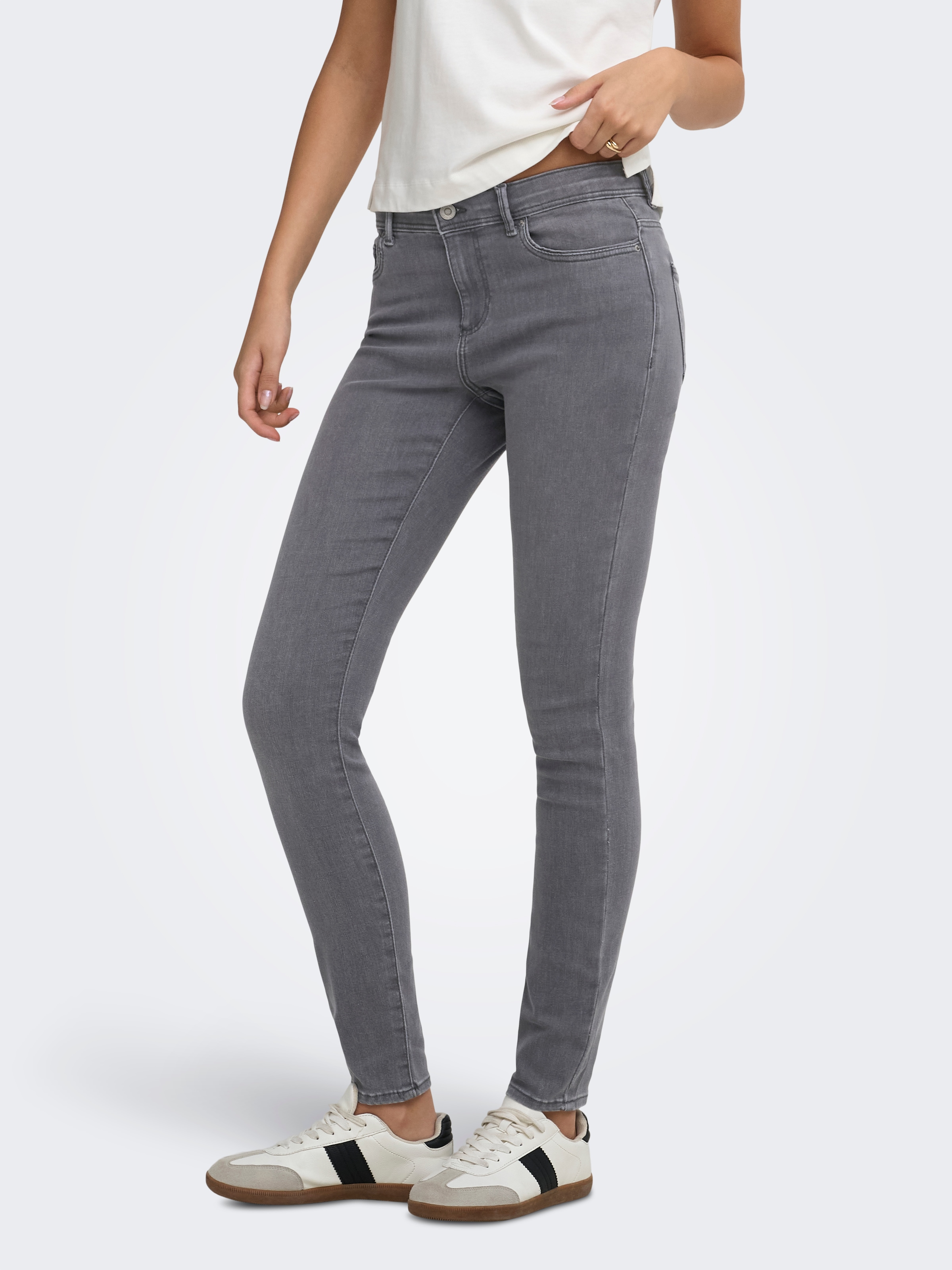 ONLY Jeans skinny »ONLLINEA MID WAIST LANK SK DNM« mélange de coton, taille moyenne, coupe skinny
