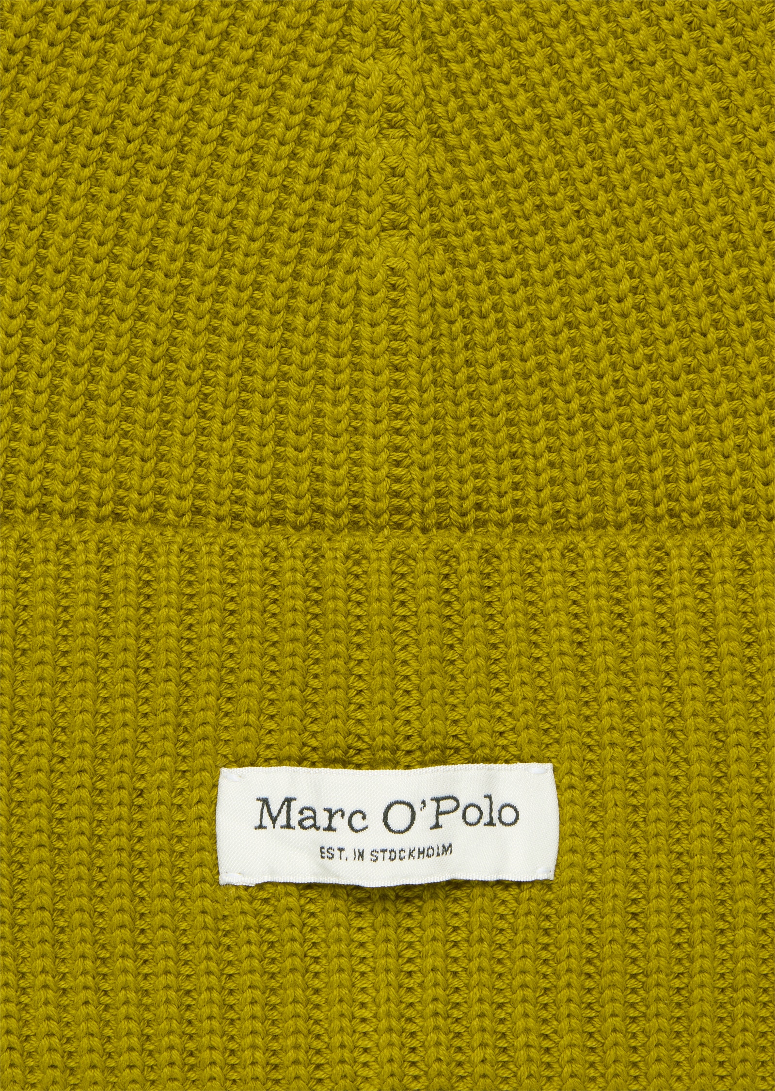 Marc O'Polo Beanie , breiter Umschlag, Markenlabel, Rippstrick