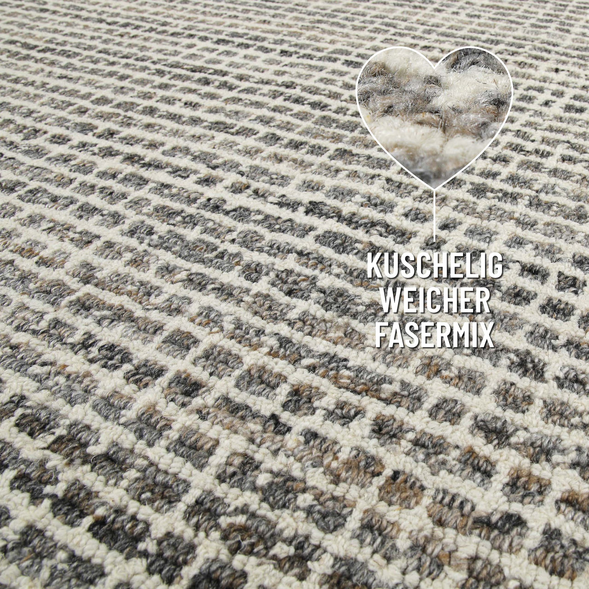 Wecon home Teppich »Hamptons FOURTEEN« rechteckig 10 mm Höhe Läufer, Fasermix, Kurzflor, Wohnzimmer, Schlafzimmer, elegant, Karo