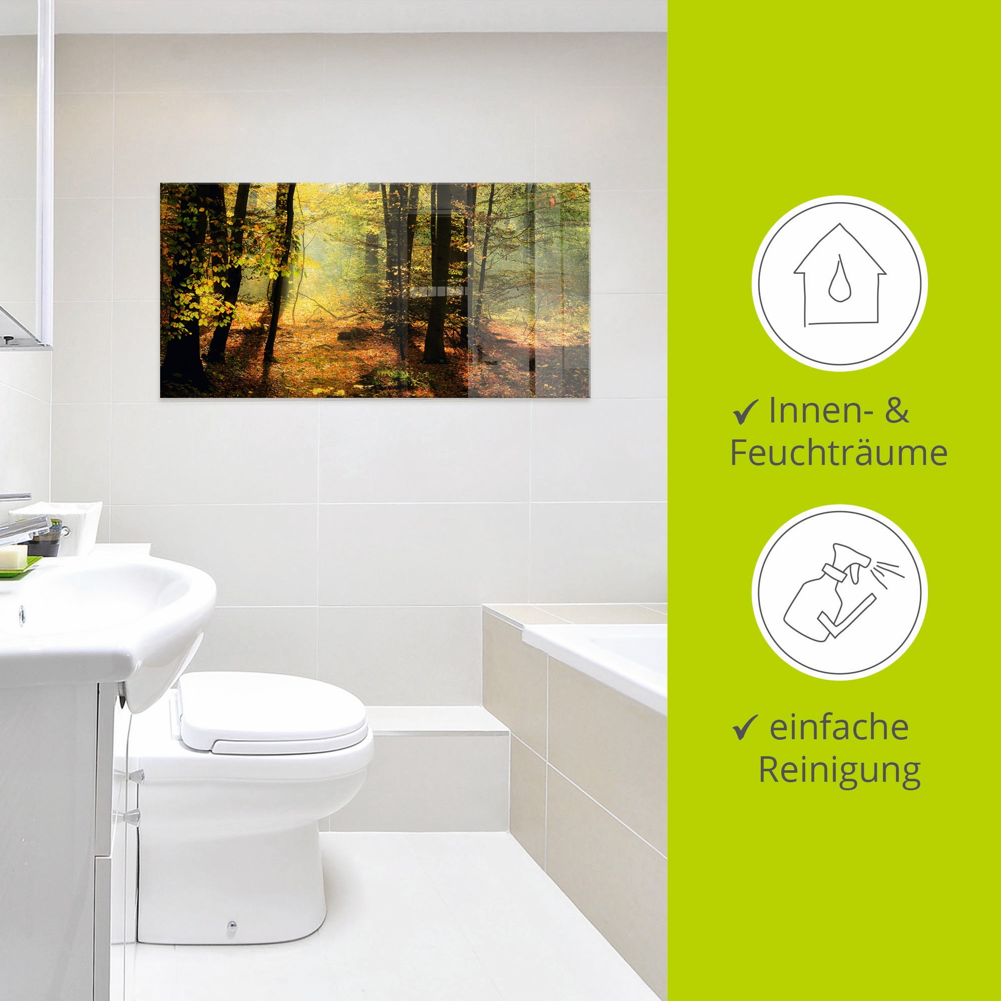 Artland Glasbild »Herbstlicht im Wald« Wald 1 Stk. tlg. in verschiedenen Grössen