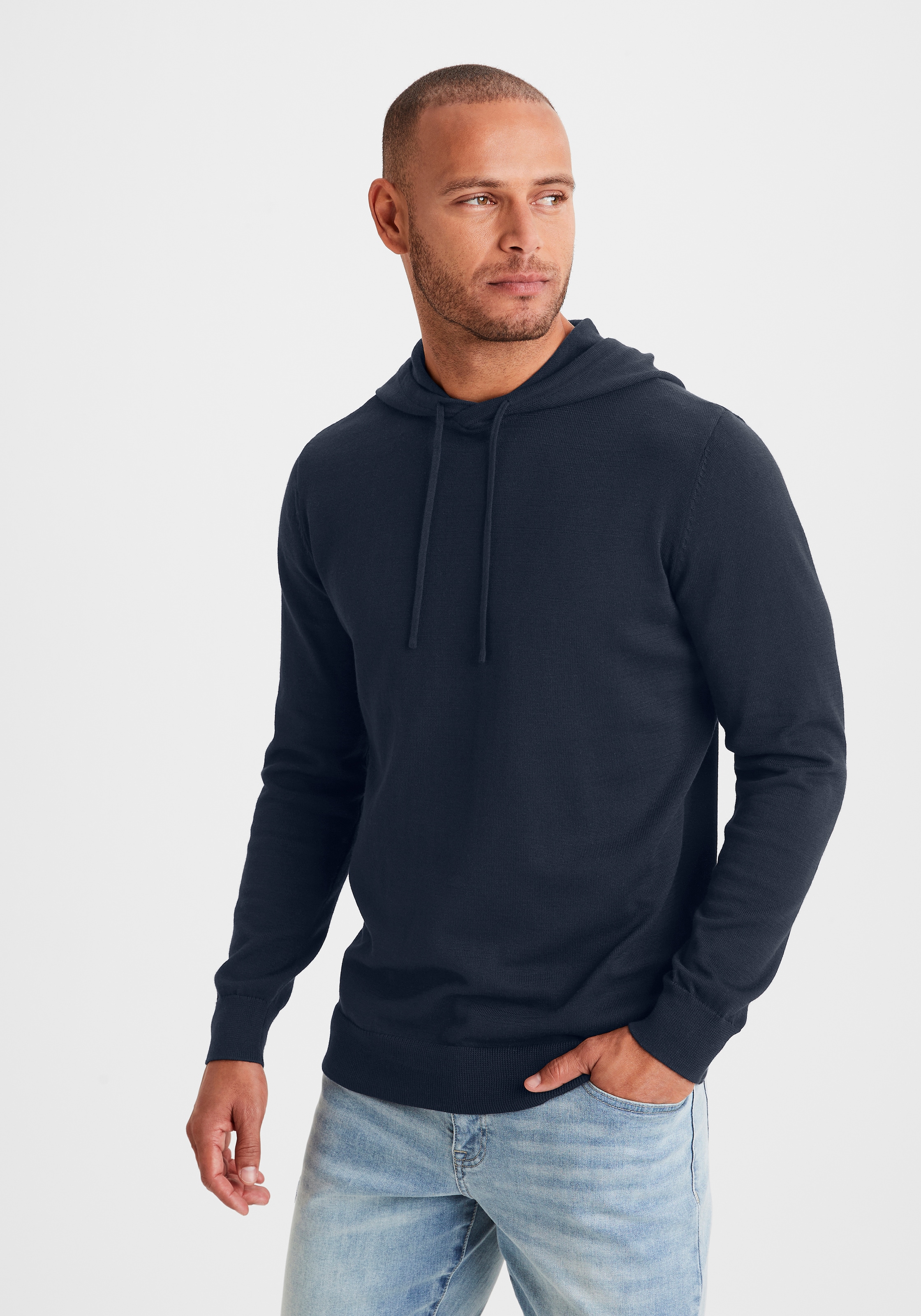 H.I.S Hoodie », Strickpullover mit Kapuze« Feinstrick aus pflegeleichter Baumwollmischung