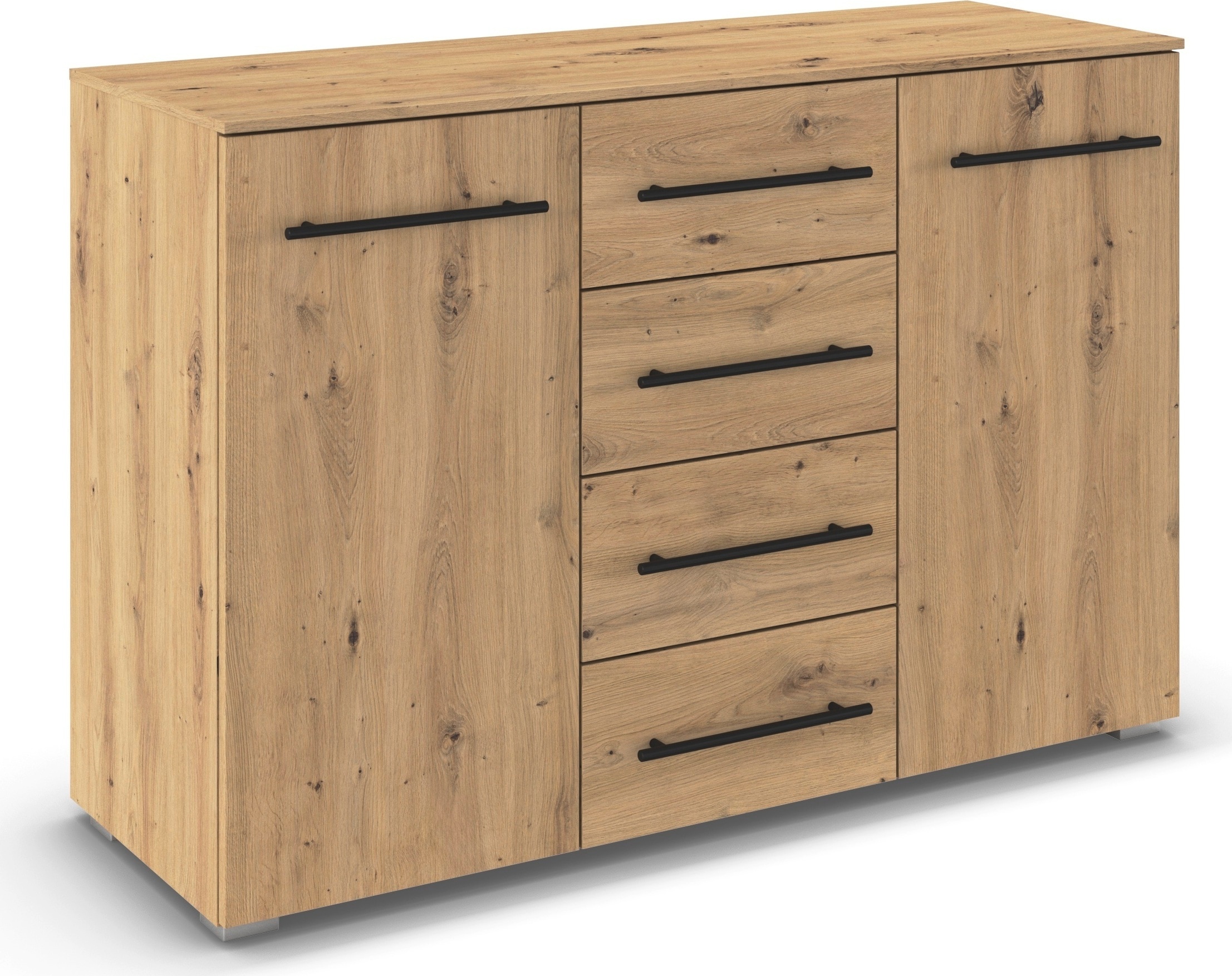 GOODproduct Kombikommode »Highboard Sideboard Schubladenkommode Kommode Schlafzimmer AVOLA« Breite 120 cm inkl. SOFT-CLOSE-FUNKTION mit Dekorfront,  vier grosse Schubladen und 2 Türen, mit 4 Einlegeböden MADE IN GERMANY