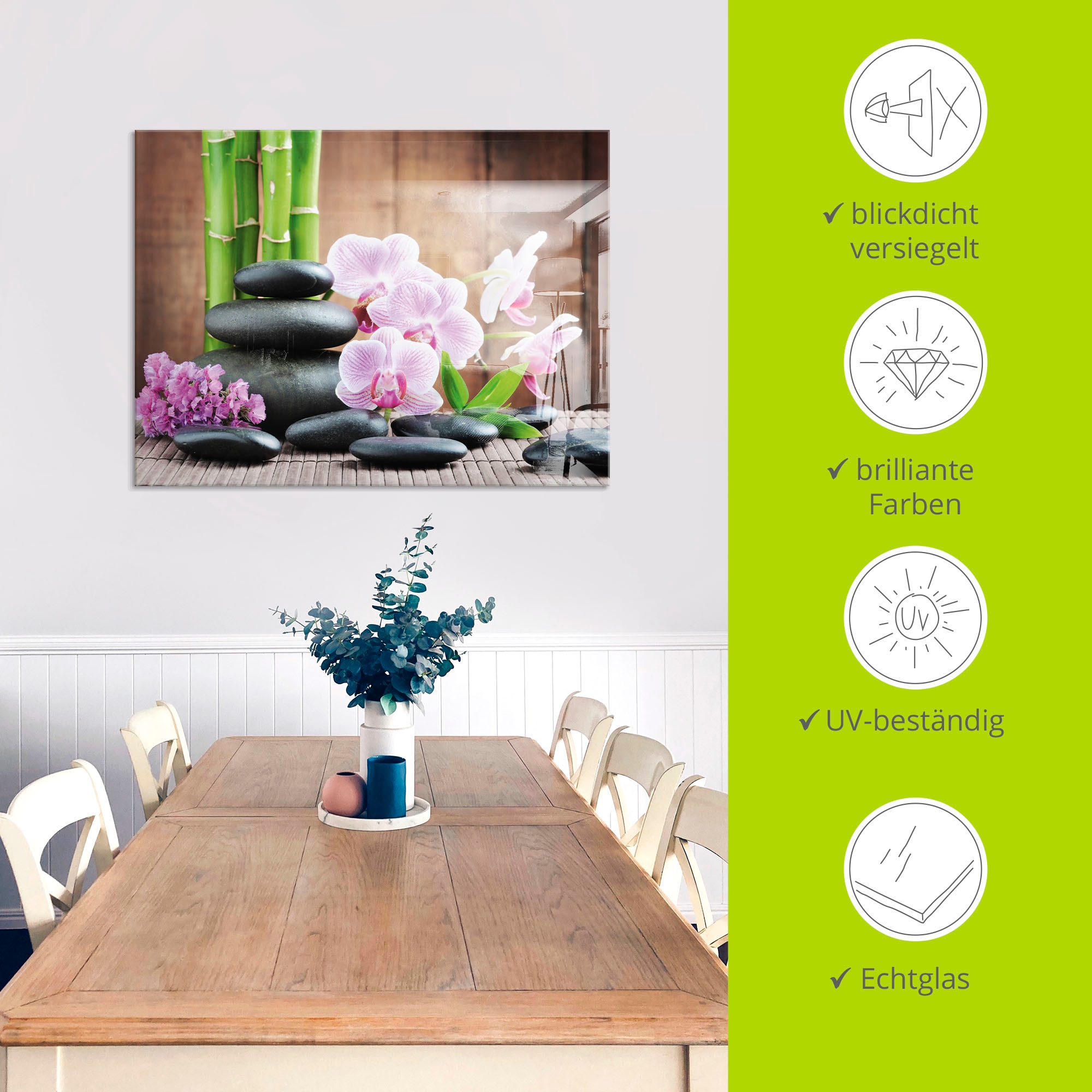 Artland Glasbild »Spa Konzept Zen Steinen Orchideen« Zen 1 Stk. tlg. in verschiedenen Grössen