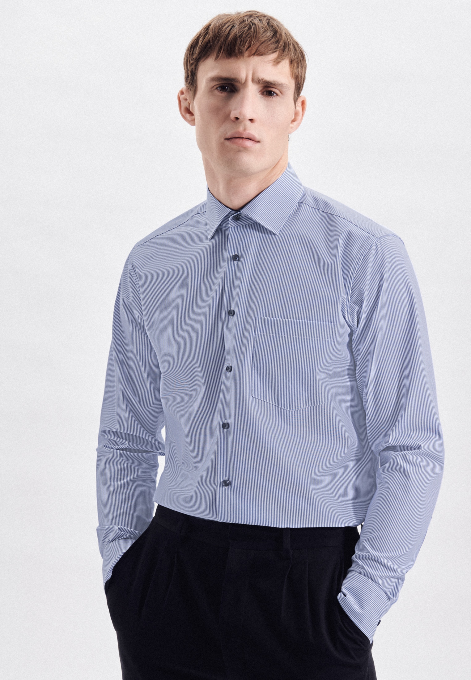 seidensticker Chemise d'affaires »Schwarze Rose« col Kent régulier 1/1 rayé