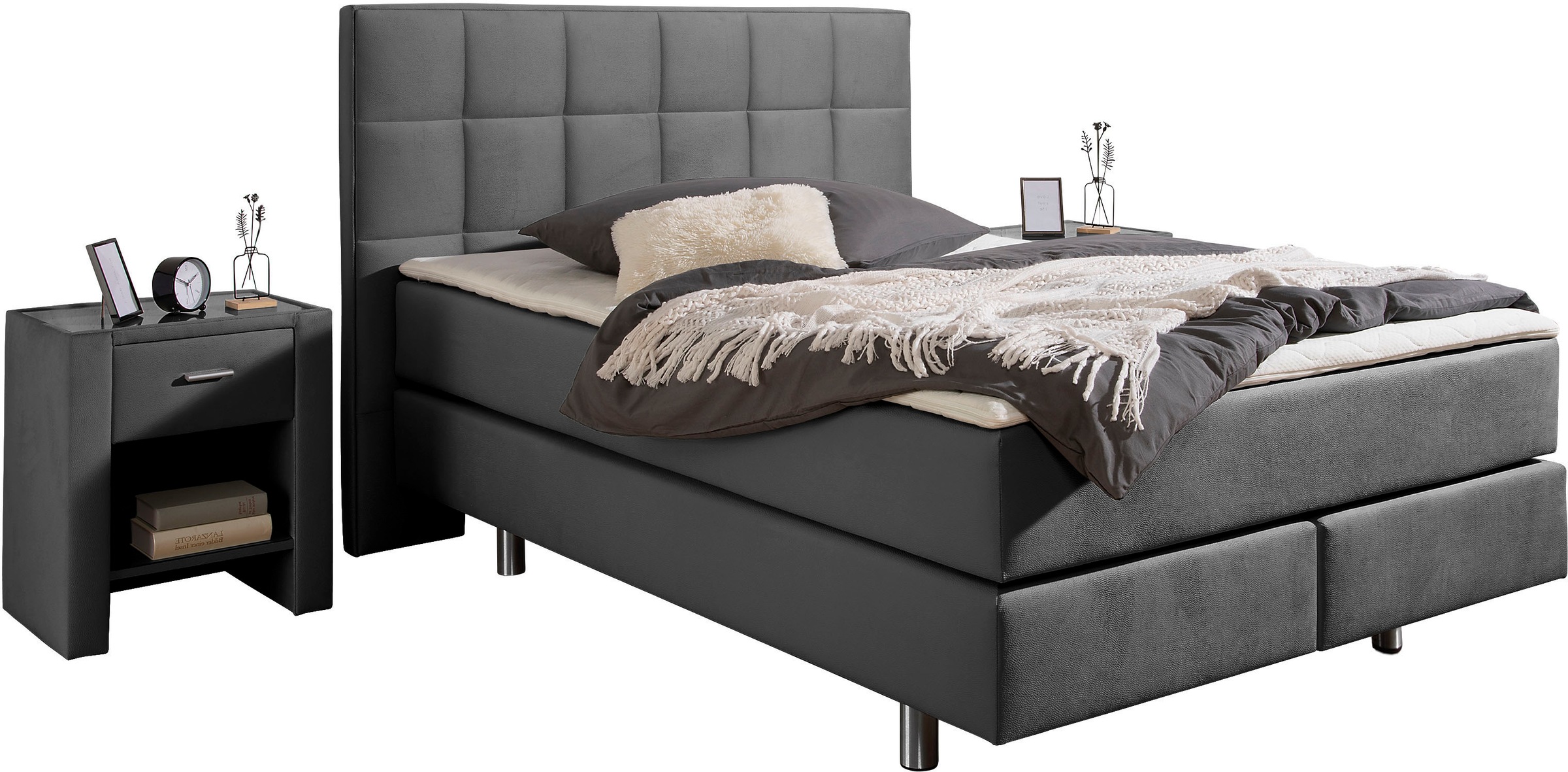 Home affaire Lit boxspring »Loomis« inkl. Topper, wahlweise in H2, H3 oder H4 erhältlich