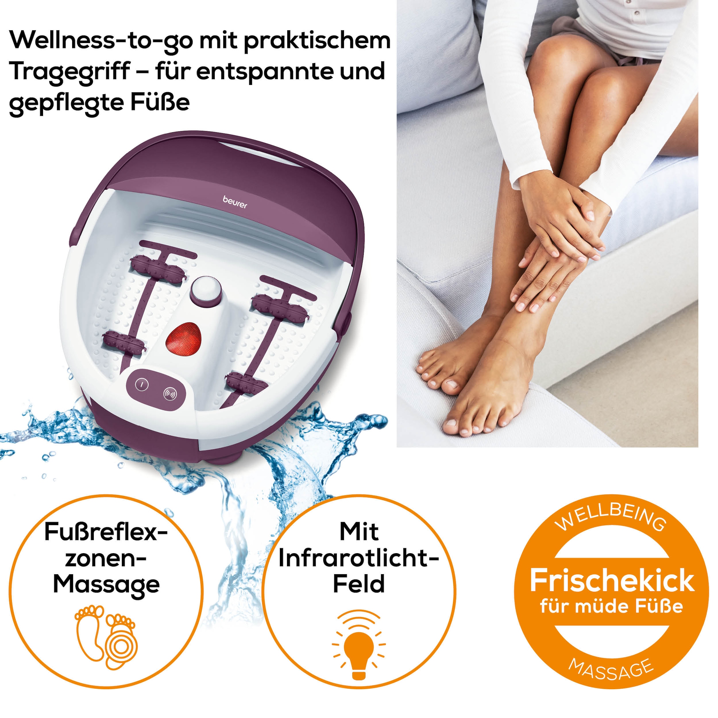 BEURER Fussbad »FB 21 mit Vibrations- und Sprudelmassagen für Fusswellness zuhause« Mit praktischem Tragegriff und zuschaltbarer Wärmefunktion