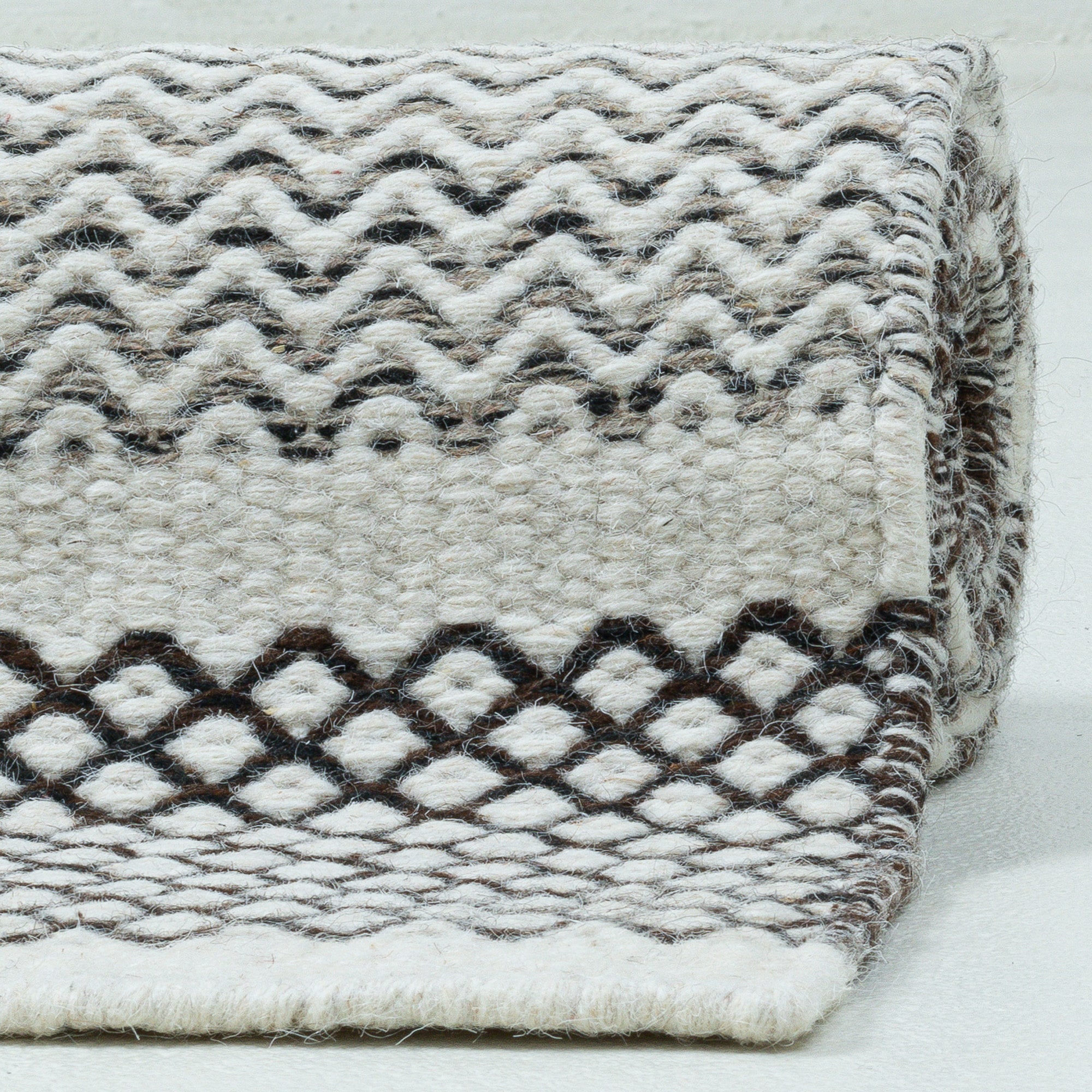 THEKO Tapis en laine »TRONDHEIM 03« Rectangulaire 10 mm Höhe Tapis tissé main, tissu plat, pure laine, tissé main, rayé